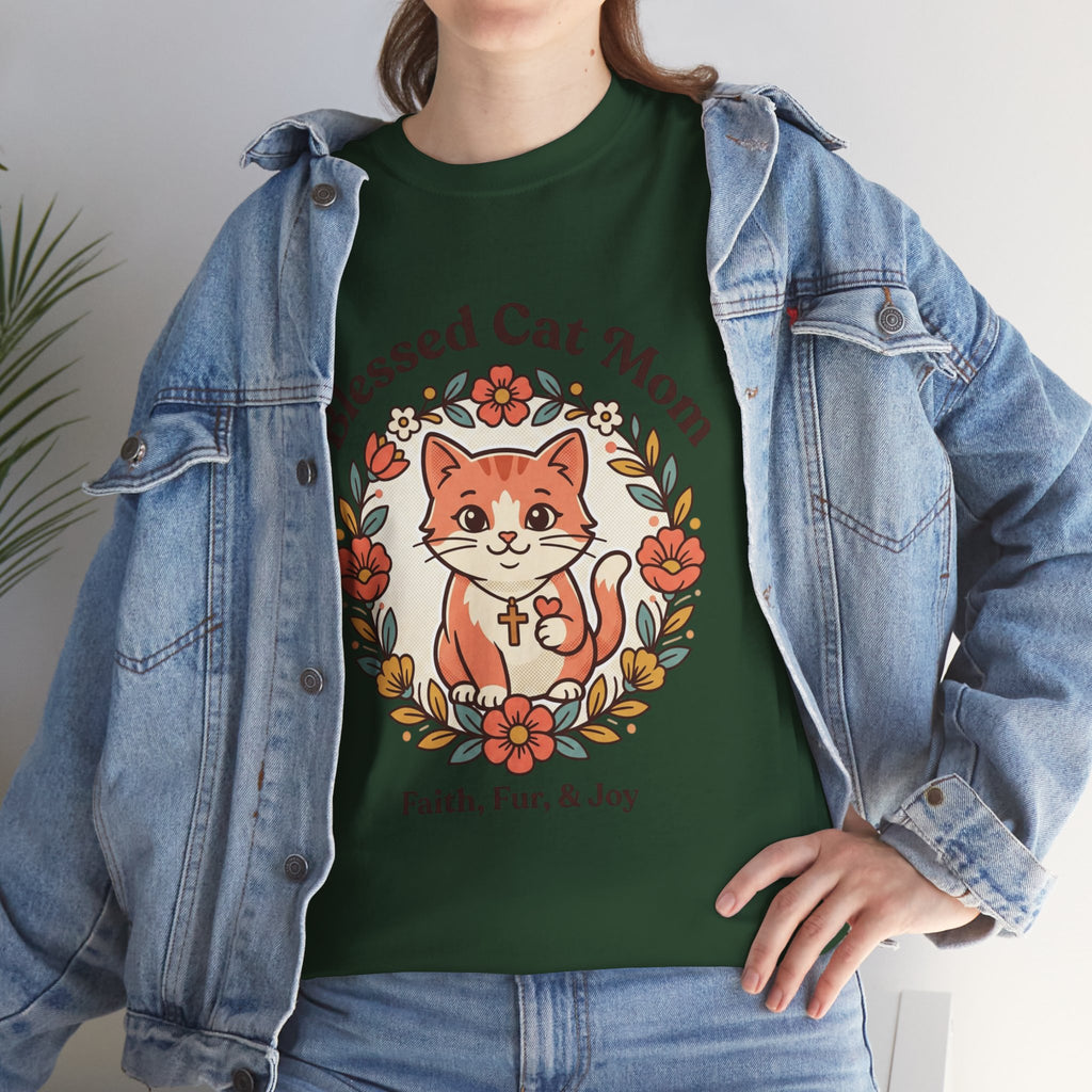 Blessed Cat Mom T-Shirt – Faith, Fur & Joy Floral Cat Mom Tee