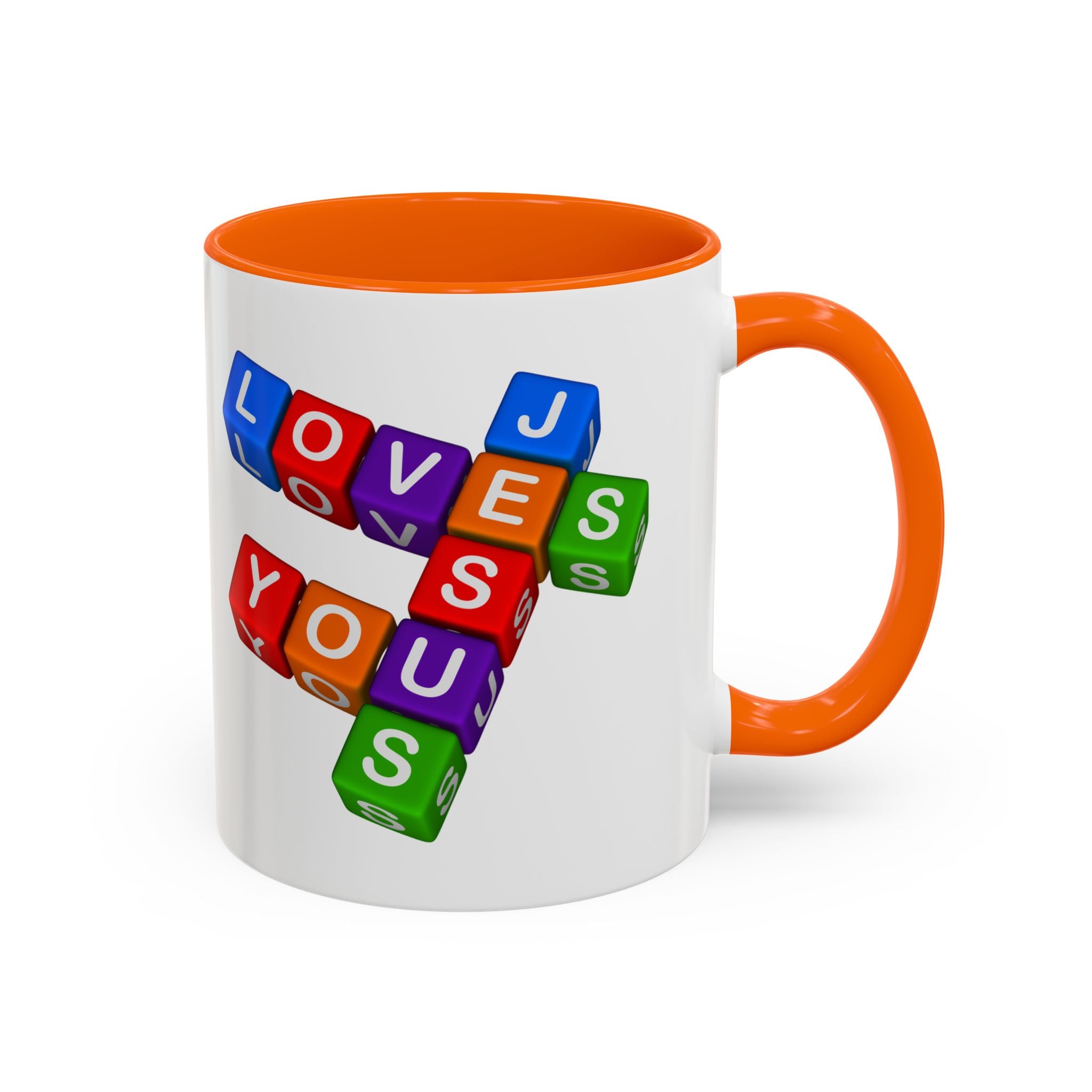 Colorful Letter Blocks 'Jesus Loves You' Mug | Accent Coffee Mug
