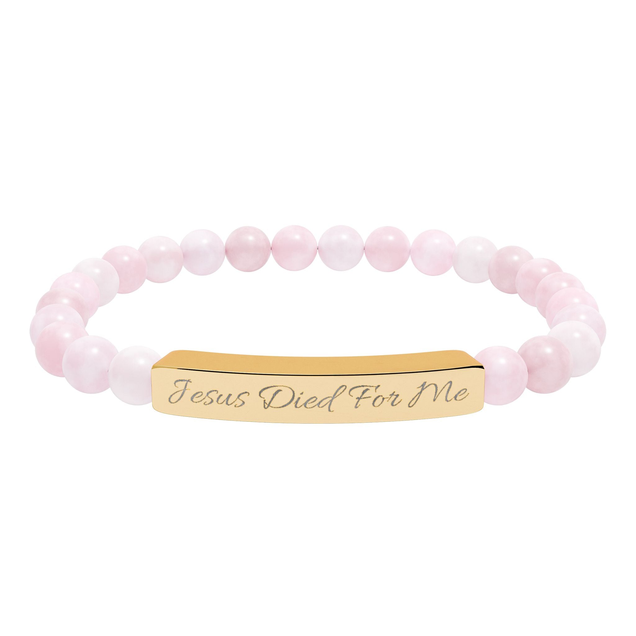 Engraved Bar Natural Stone Bracelet | Stretch Beaded Bracelet