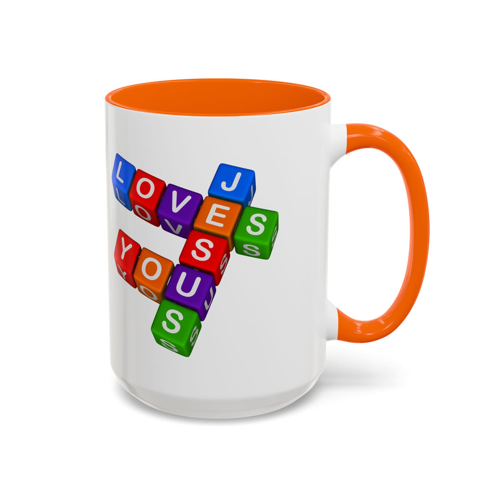 Colorful Letter Blocks 'Jesus Loves You' Mug | Accent Coffee Mug