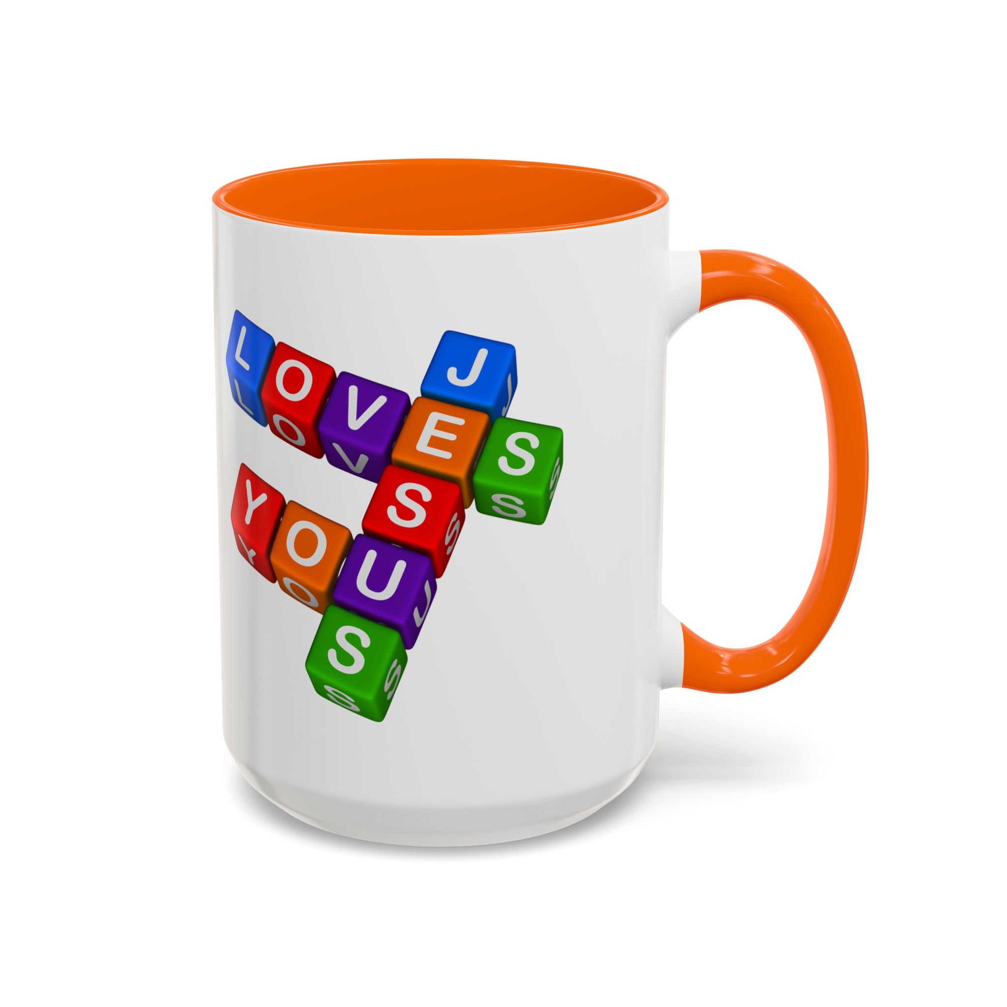 Colorful Letter Blocks 'Jesus Loves You' Mug | Accent Coffee Mug