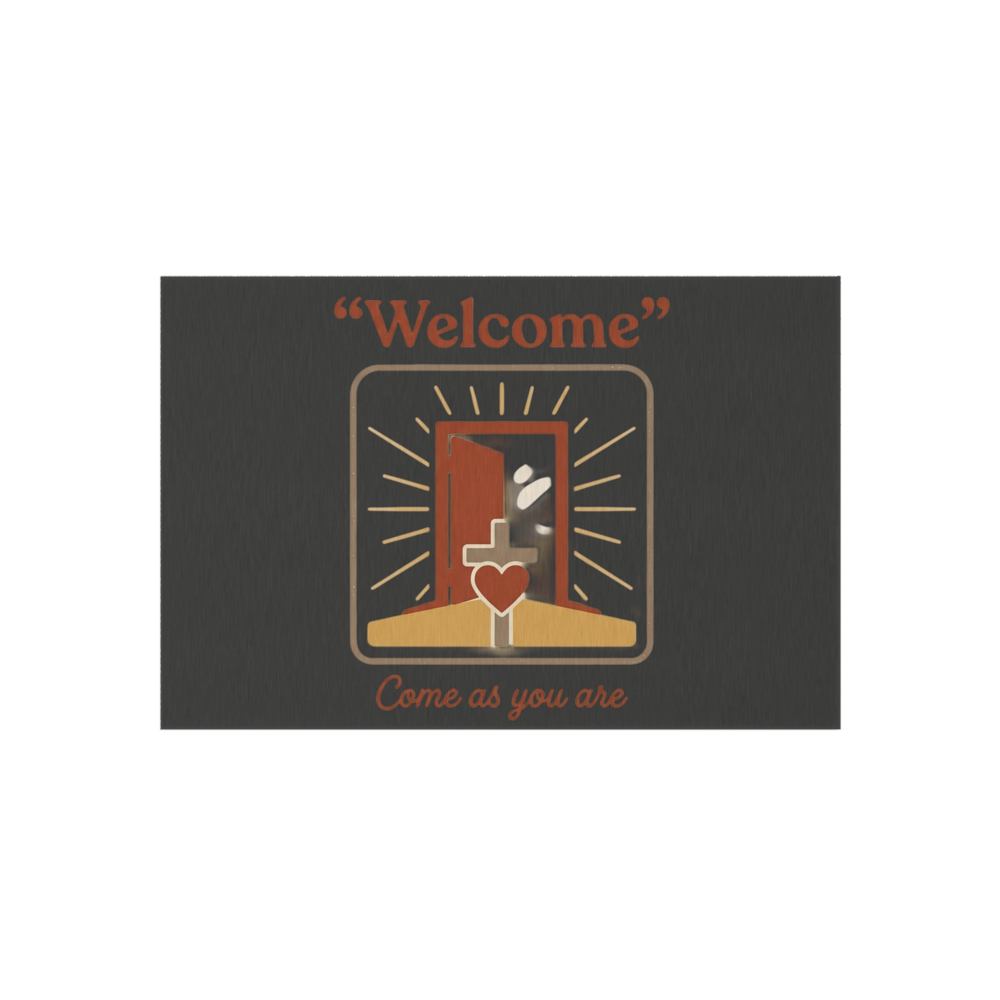 Welcome door with heart Outdoor Rug | Come As You Are doormat-style design
