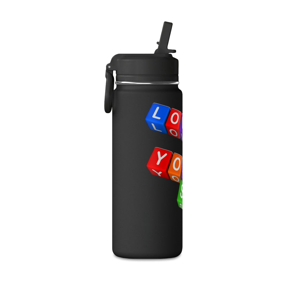 Color Block Letter Cubes Loves You Water Bottle | 20oz Mini