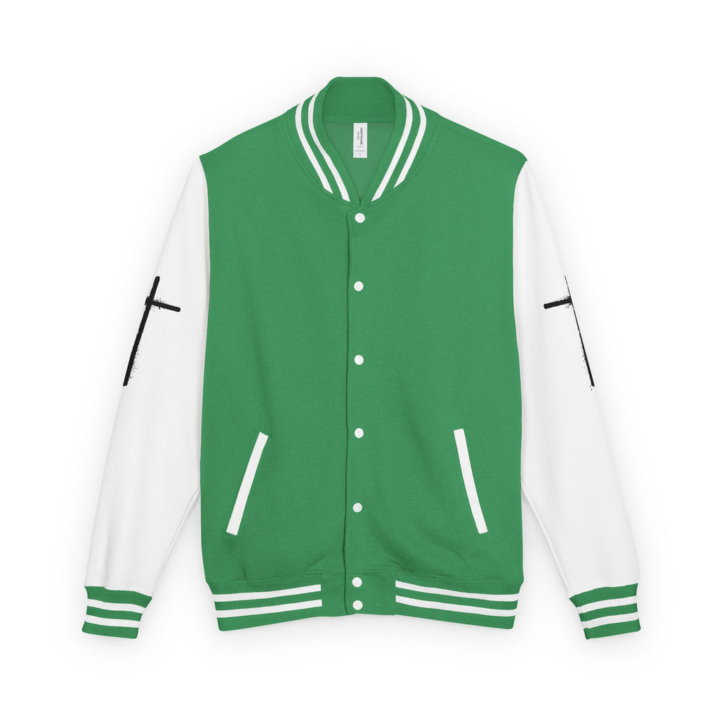 Cross Emblem Letterman Jacket | Red White Varsity