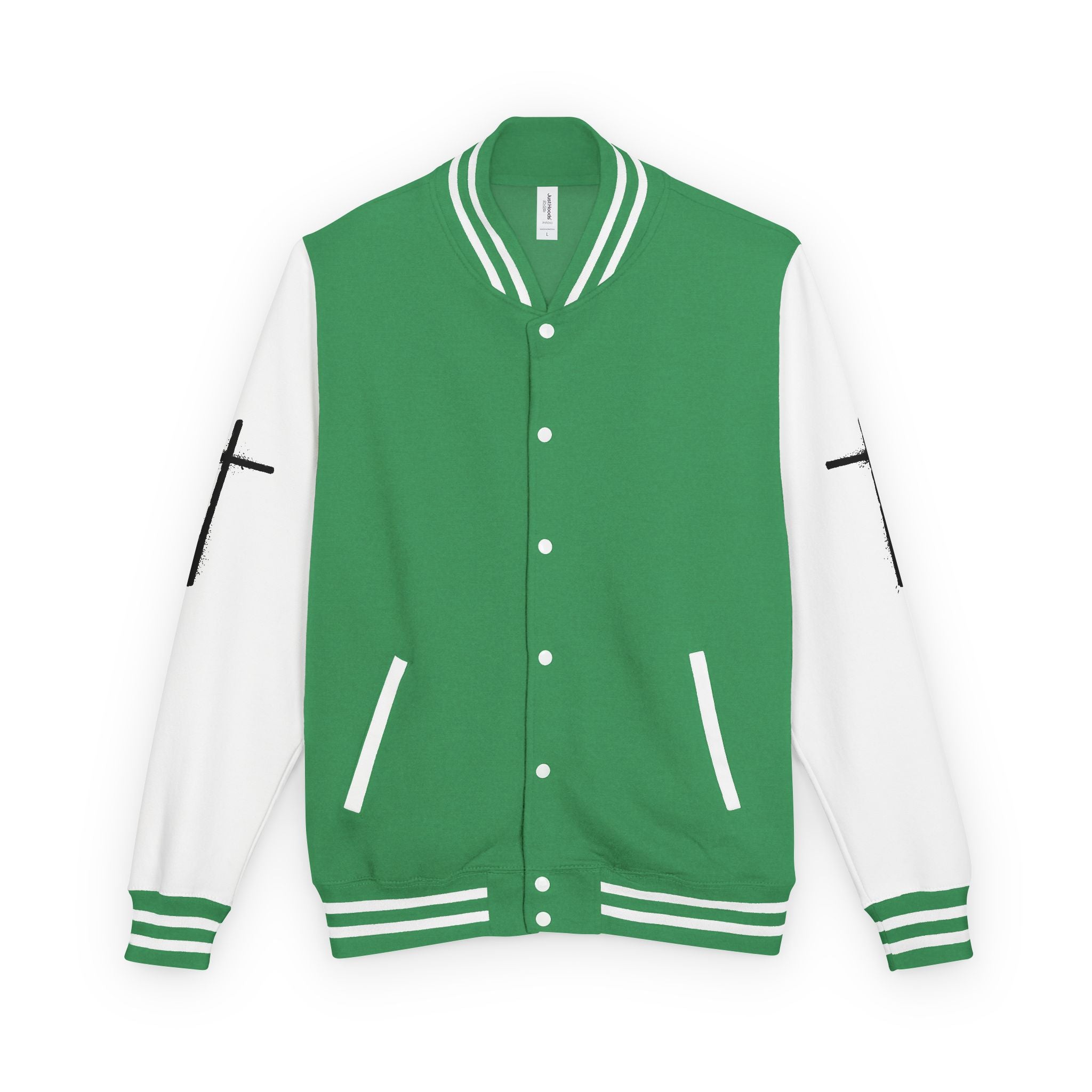 Cross Emblem Letterman Jacket | Red White Varsity