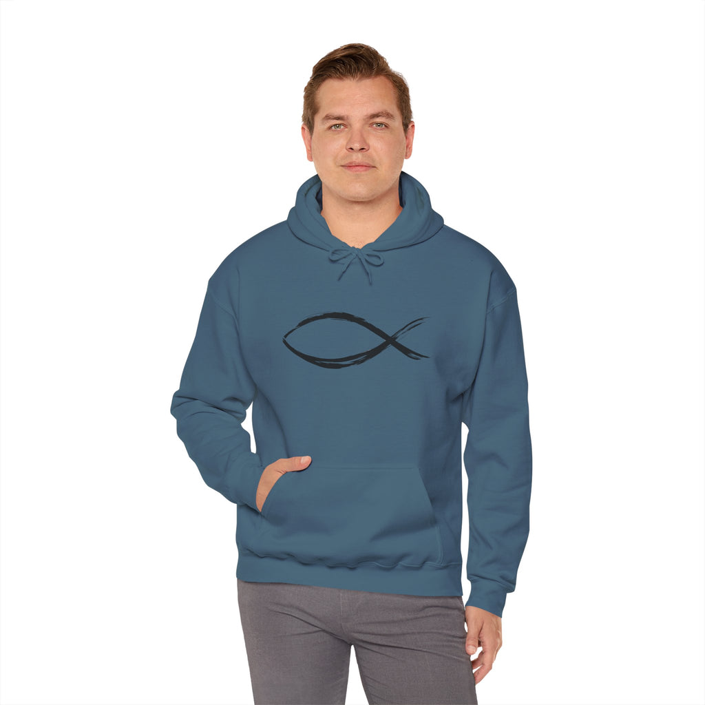 Christian Fish Symbal Heavy Blend™ Hooded Sweatshirt