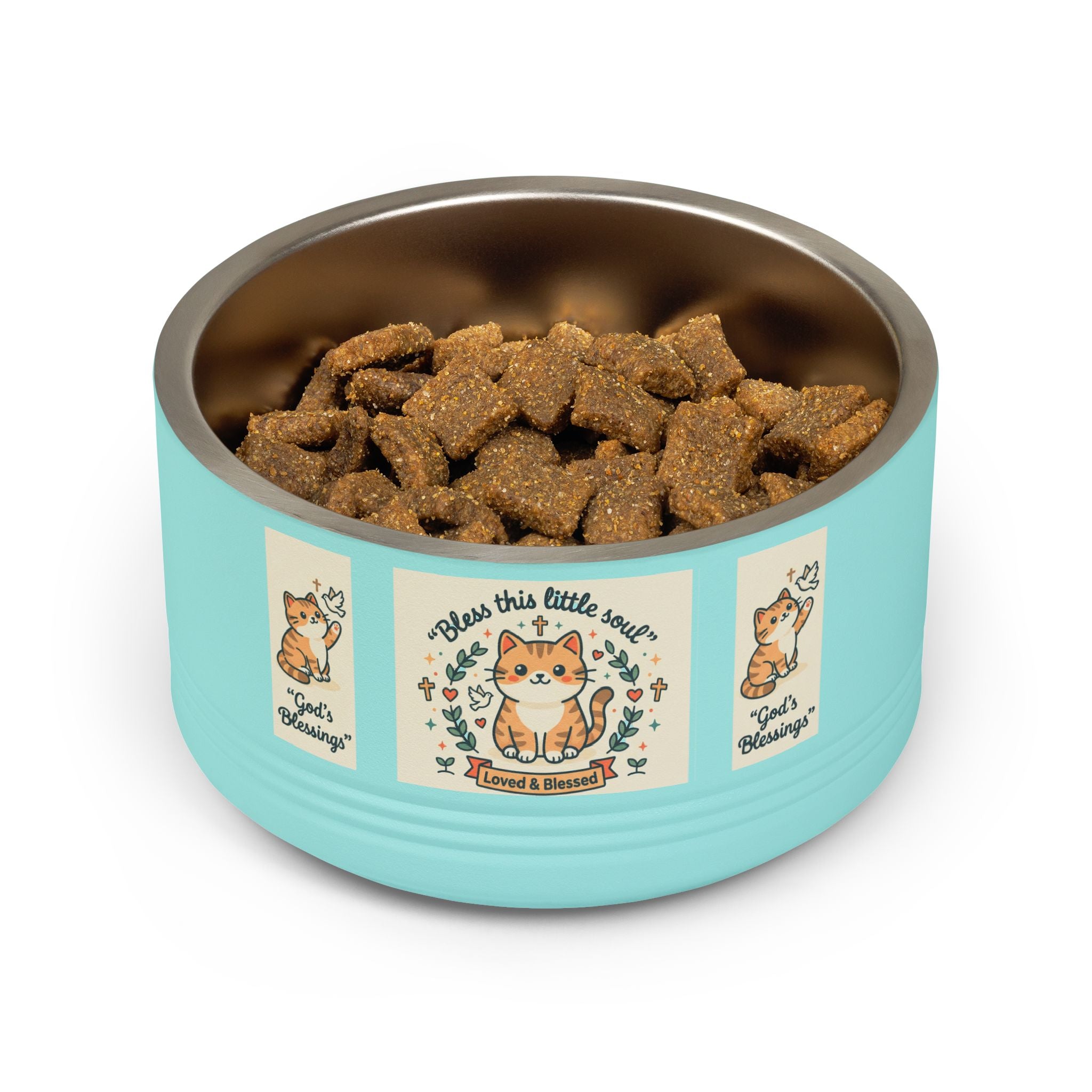 Cute Cat Pet Bowl — "Bless this little soul" 18oz Stainless Steel Bowl
