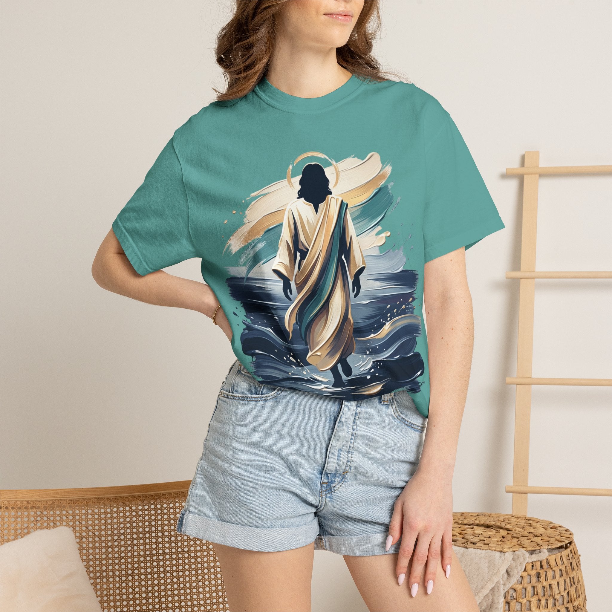 Jesus Walking on Water T-Shirt — Inspirational Christian Faith Tee