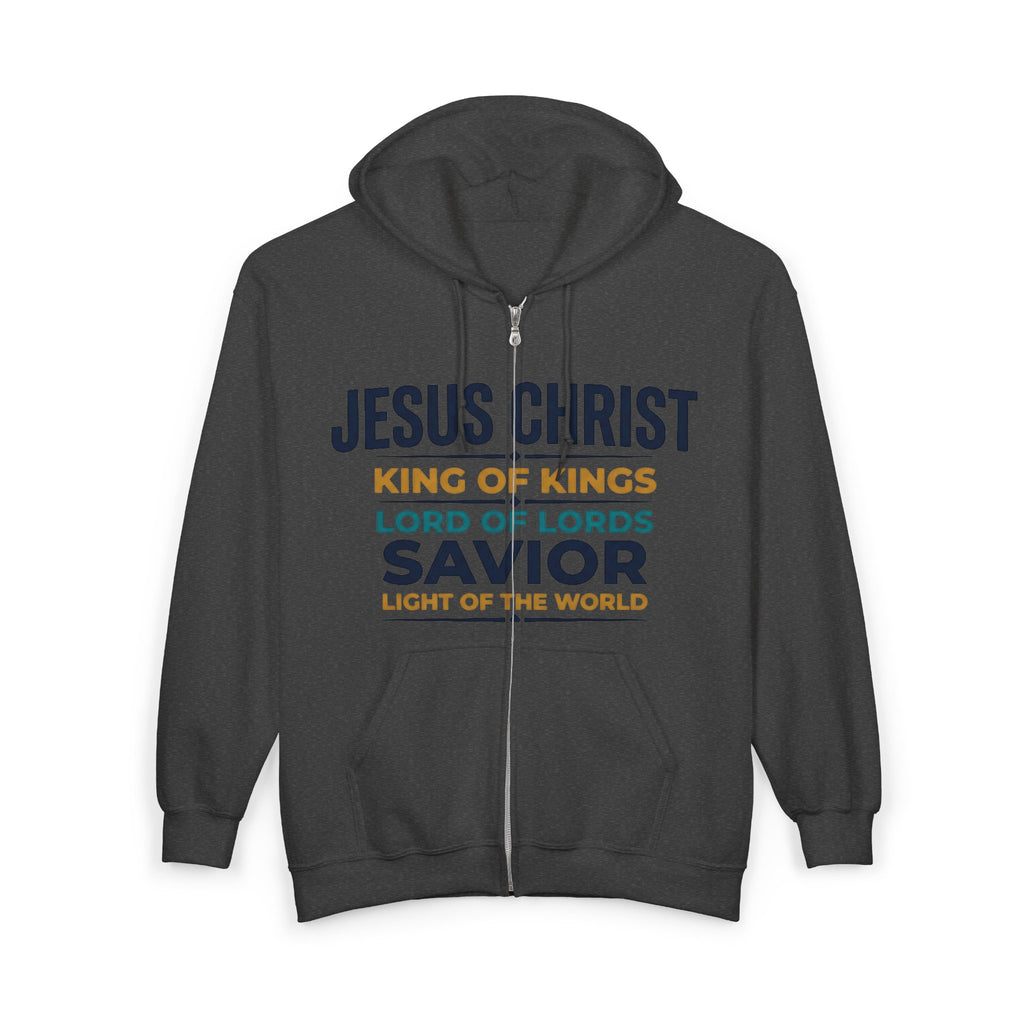 King of Kings Hoodie — Religious Faith Unisex Zip-Up Sweatshirt