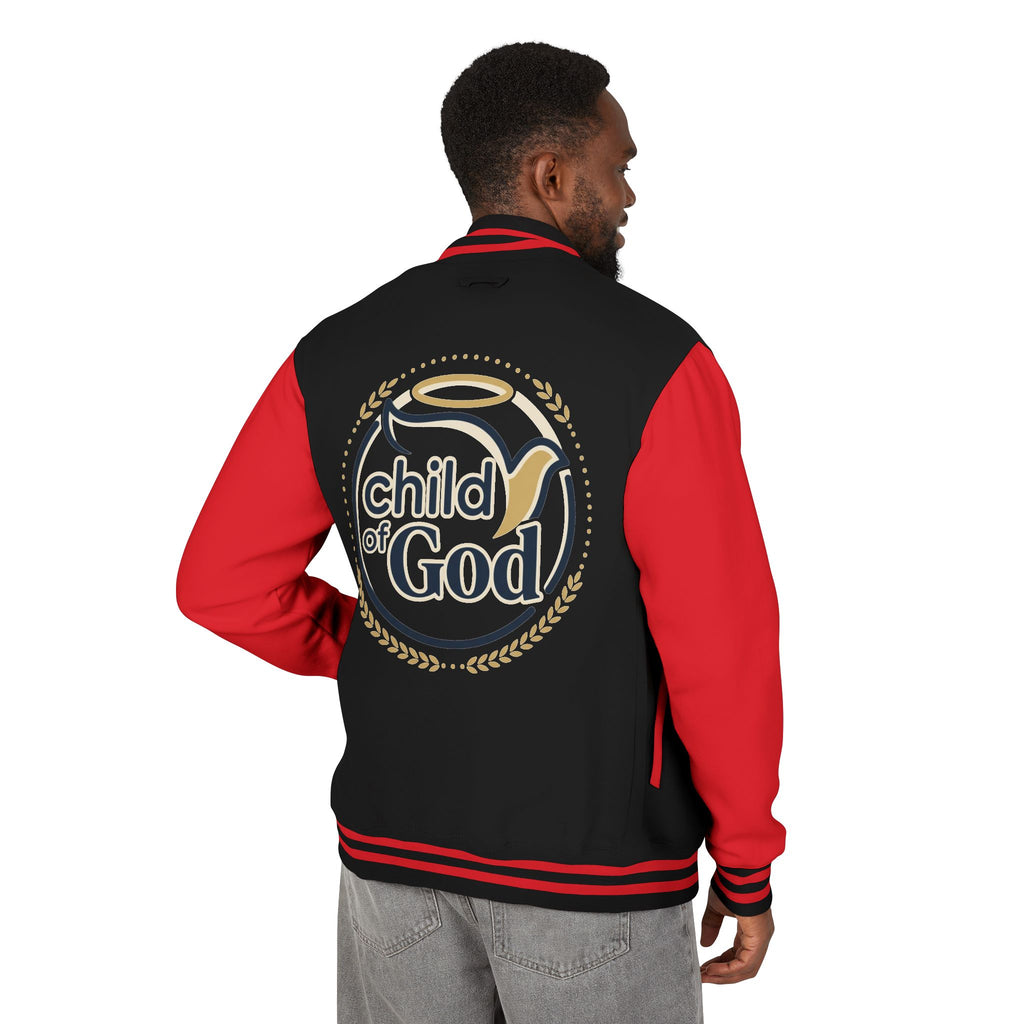 Child of God Emblem Letterman Jacket | Red White Varsity