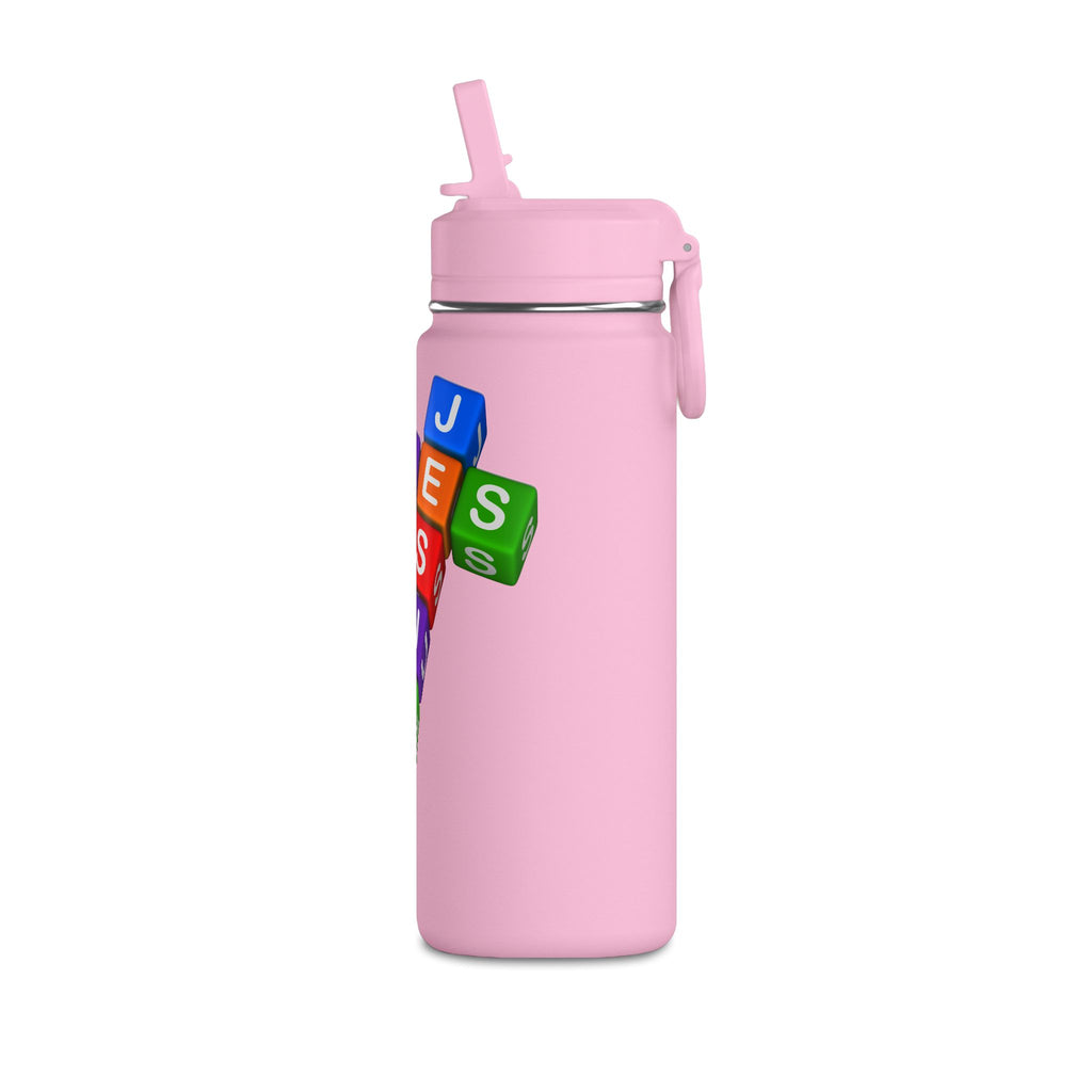 Color Block Letter Cubes Loves You Water Bottle | 20oz Mini