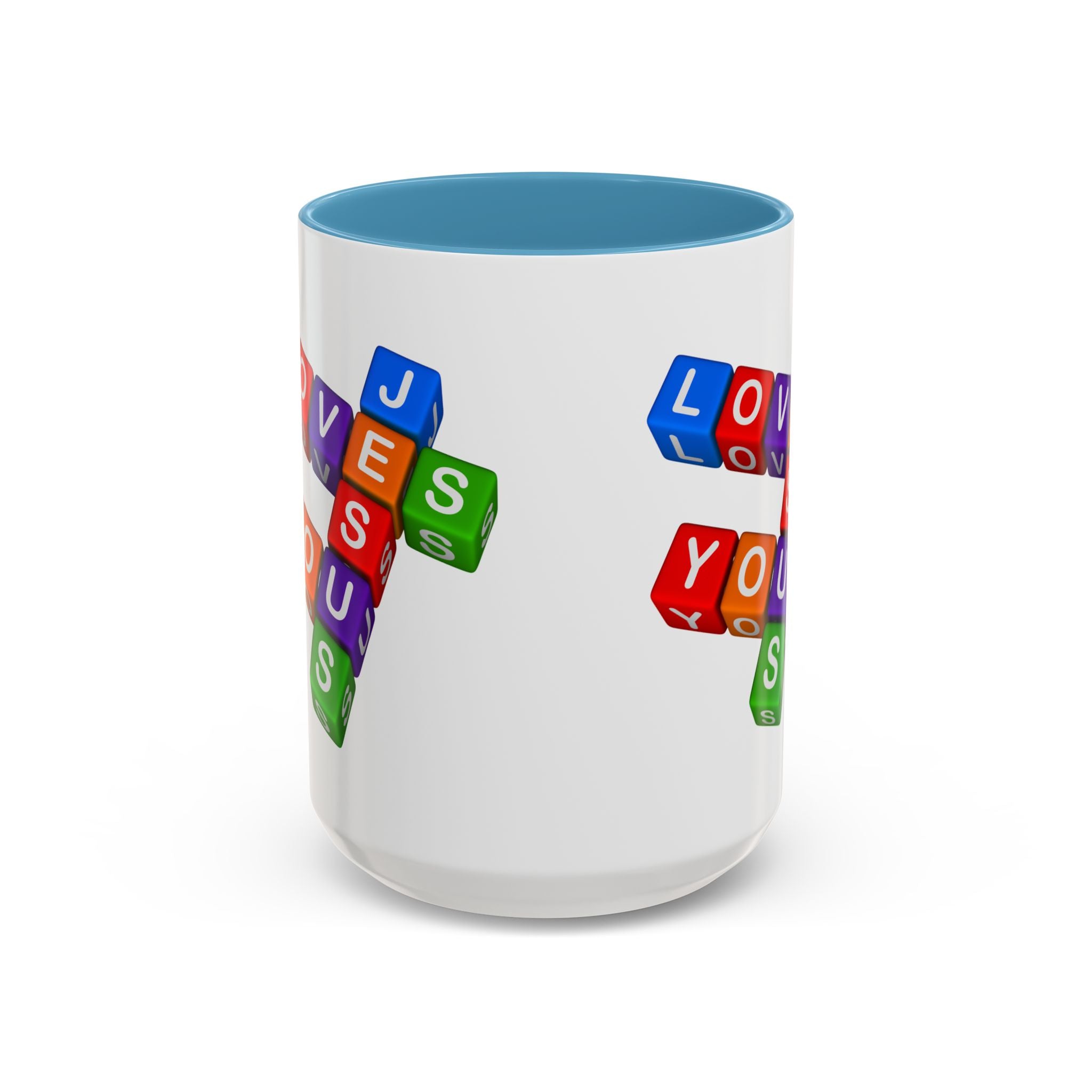 Colorful Letter Blocks 'Jesus Loves You' Mug | Accent Coffee Mug