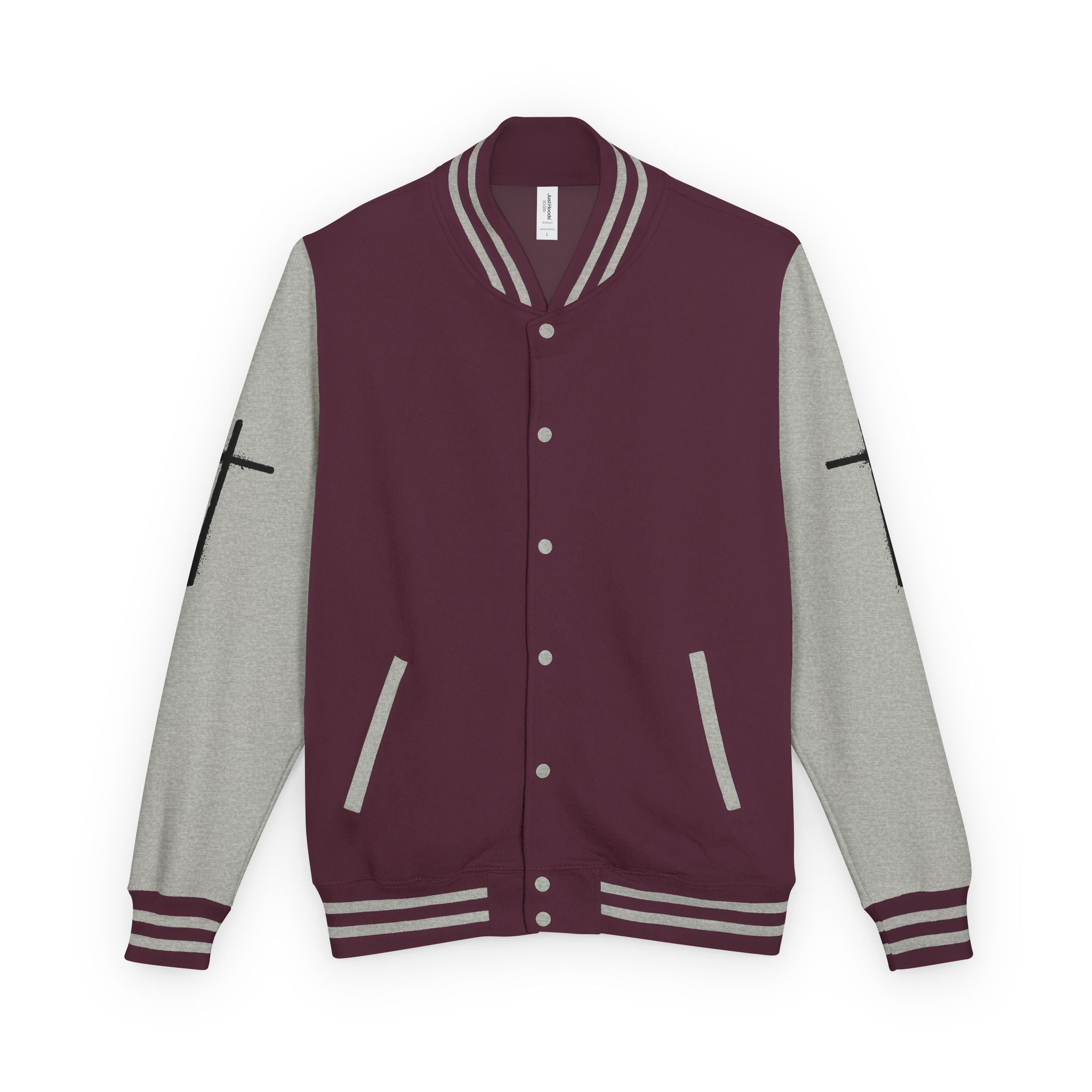Cross Emblem Letterman Jacket | Red White Varsity