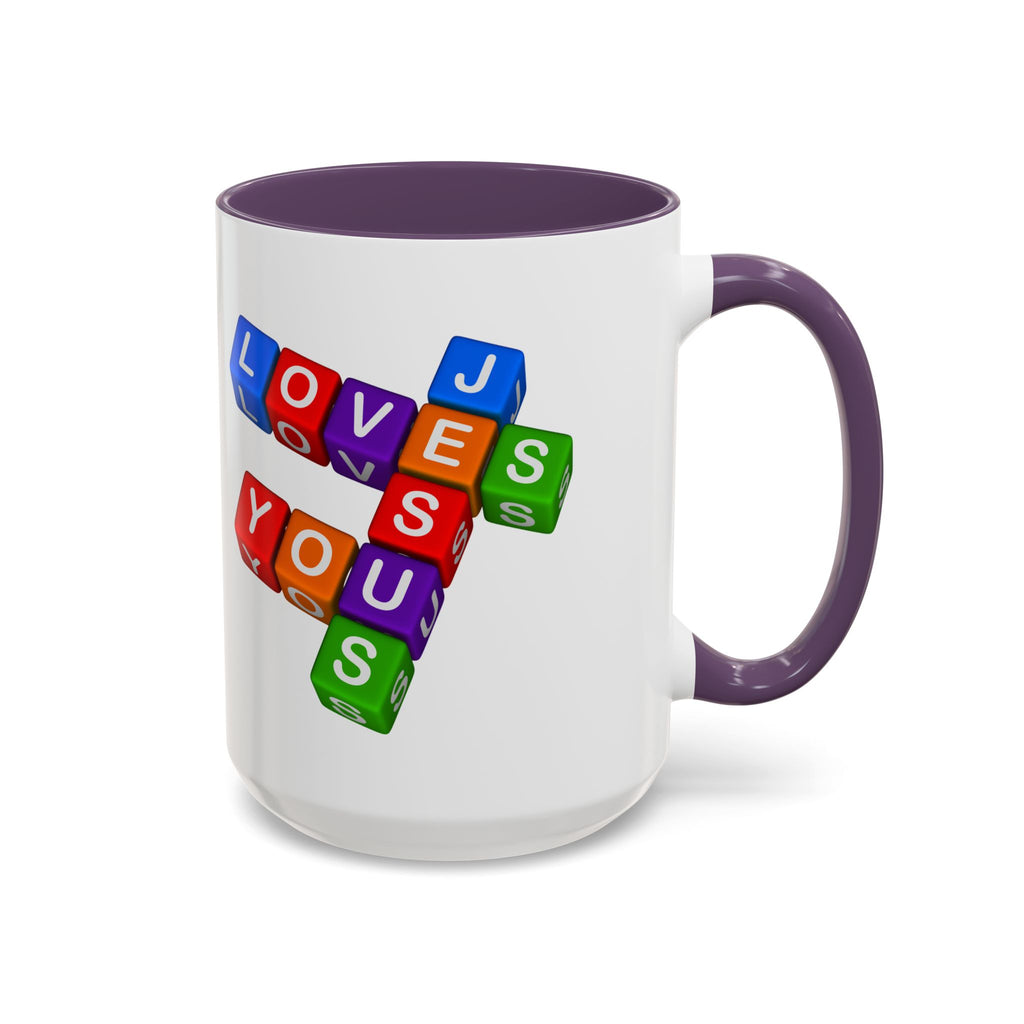Colorful Letter Blocks 'Jesus Loves You' Mug | Accent Coffee Mug