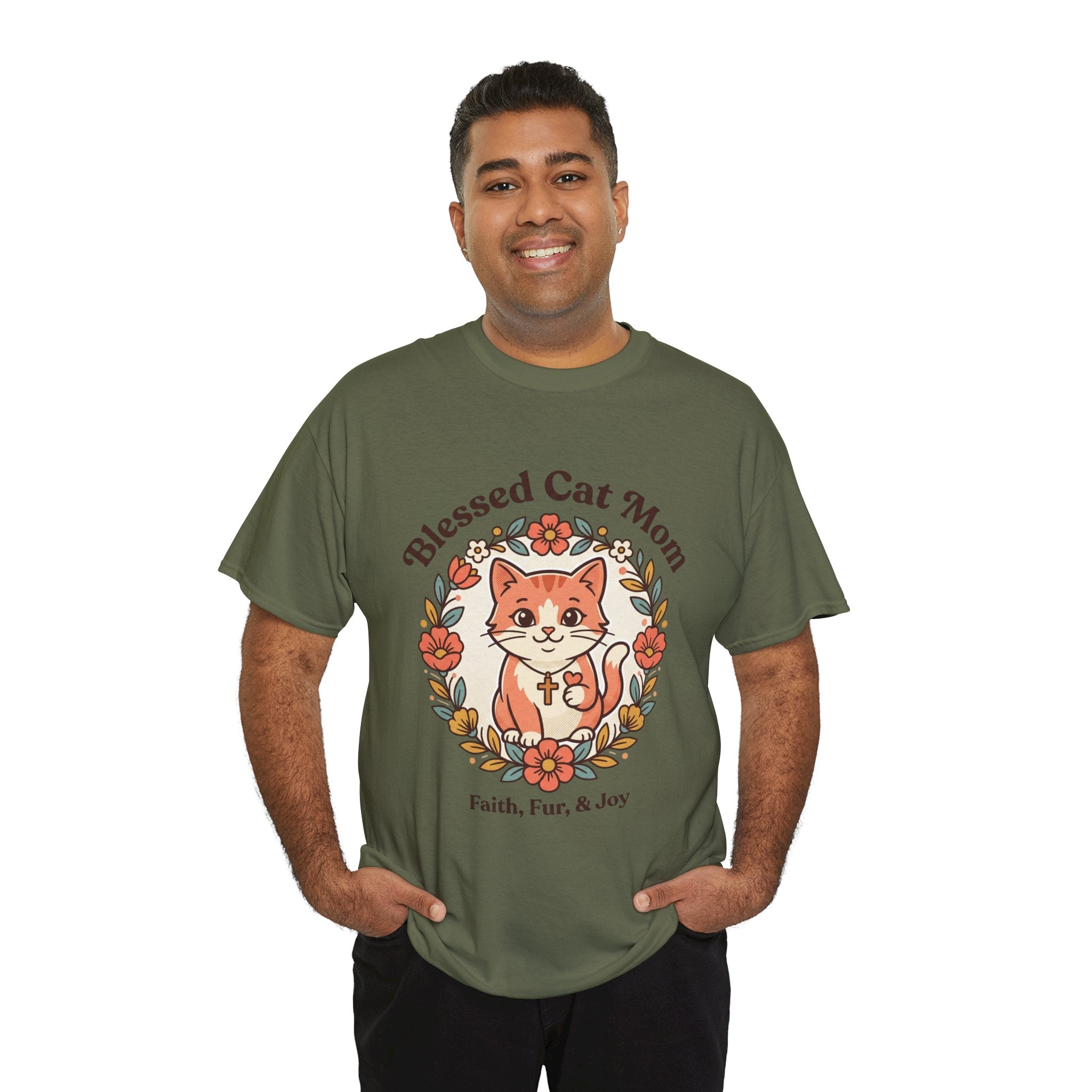 Blessed Cat Mom T-Shirt – Faith, Fur & Joy Floral Cat Mom Tee