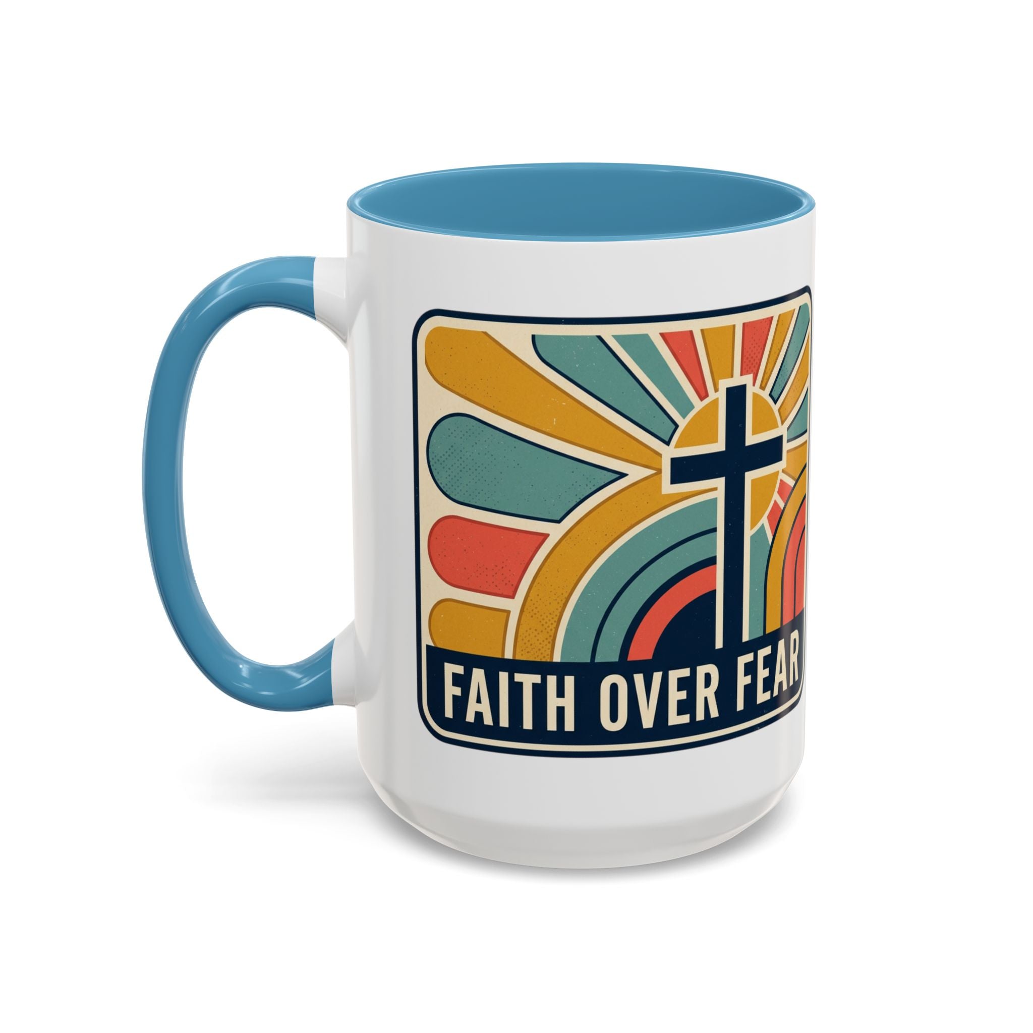 Faith over fear Retro Script Mug | Accent Coffee Mug