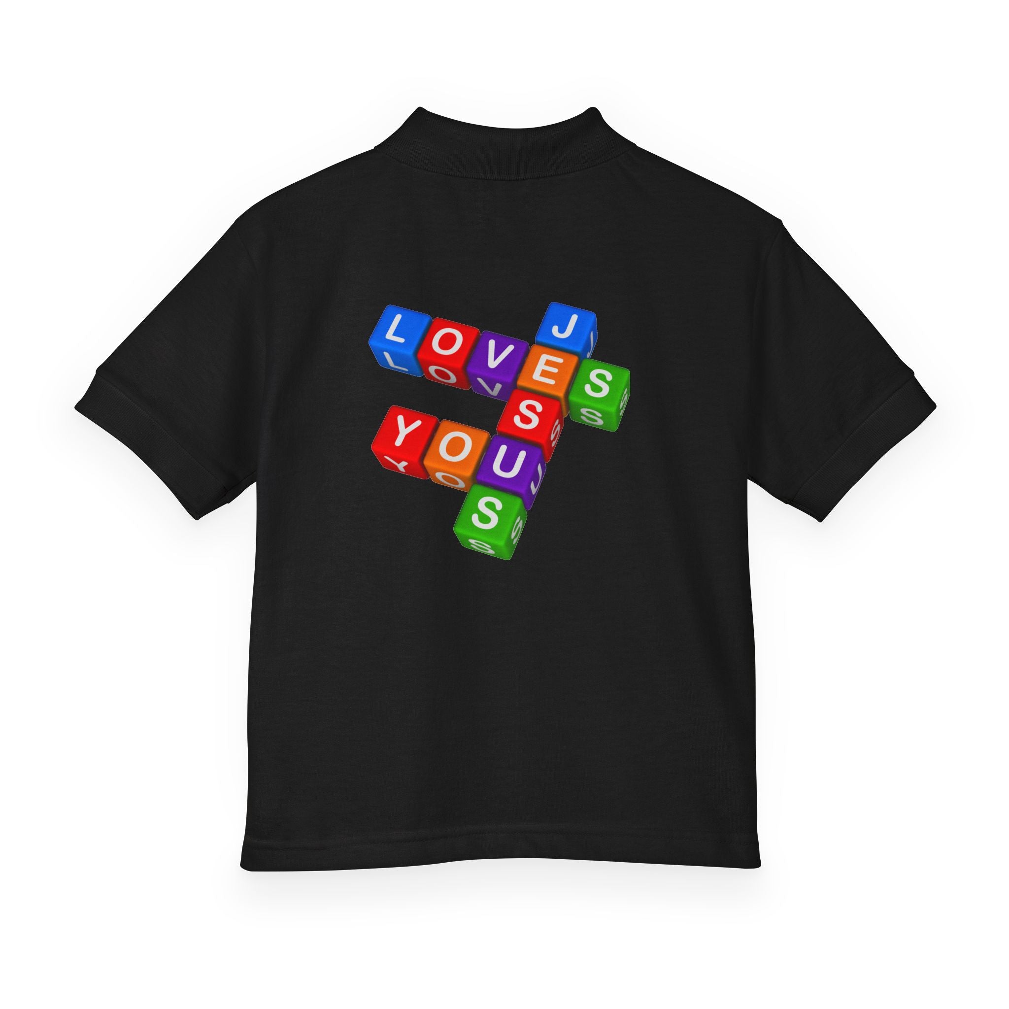 Jesus Loves You cross block design Youth Polo
