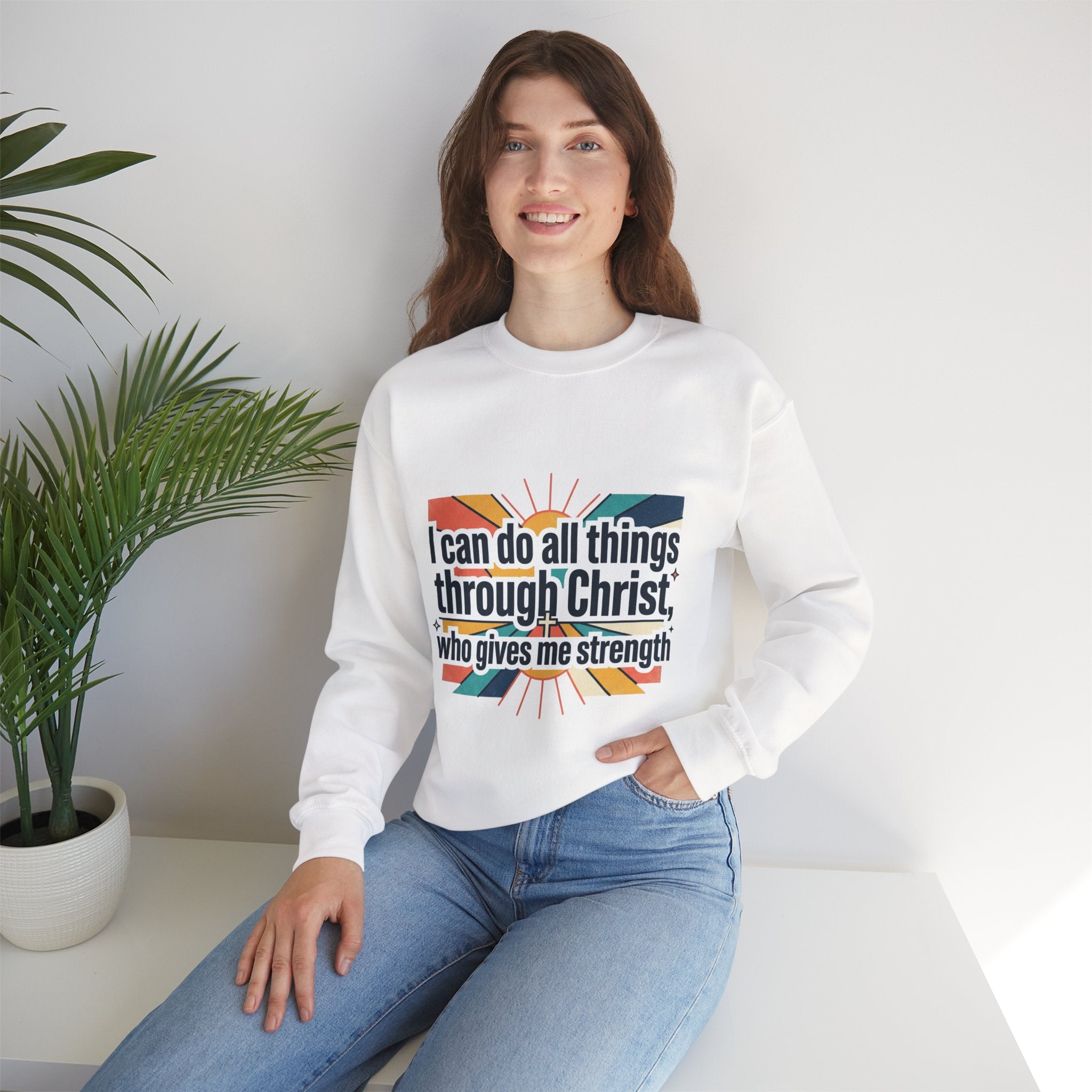 All things through Christ Christian Heavy Blend™ Crewneck Sweatshirt