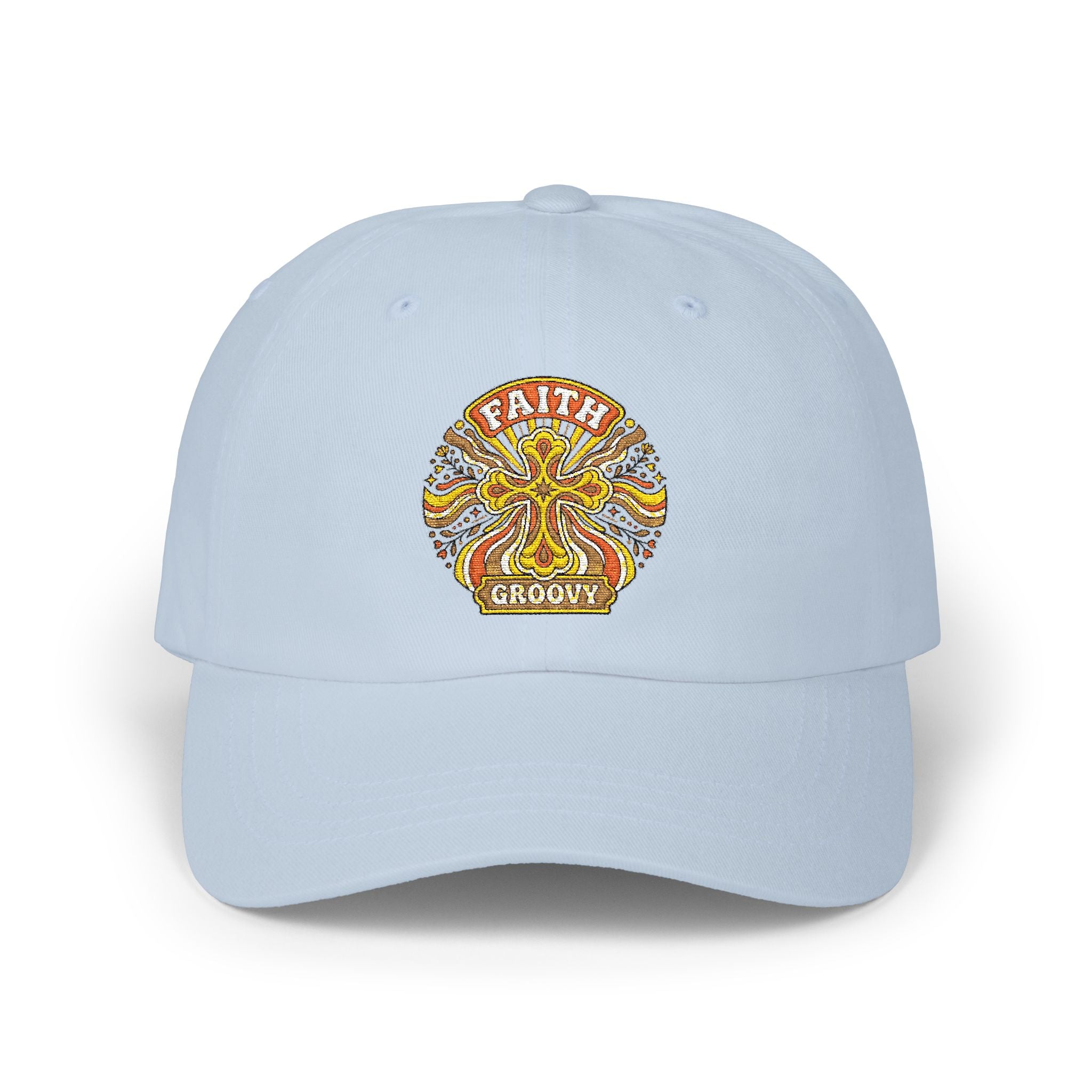 Faith Groovy Dad Cap — Christian Embroidered Baseball Hat