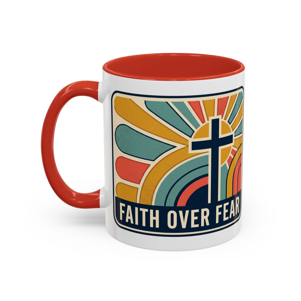 Faith over fear Retro Script Mug | Accent Coffee Mug