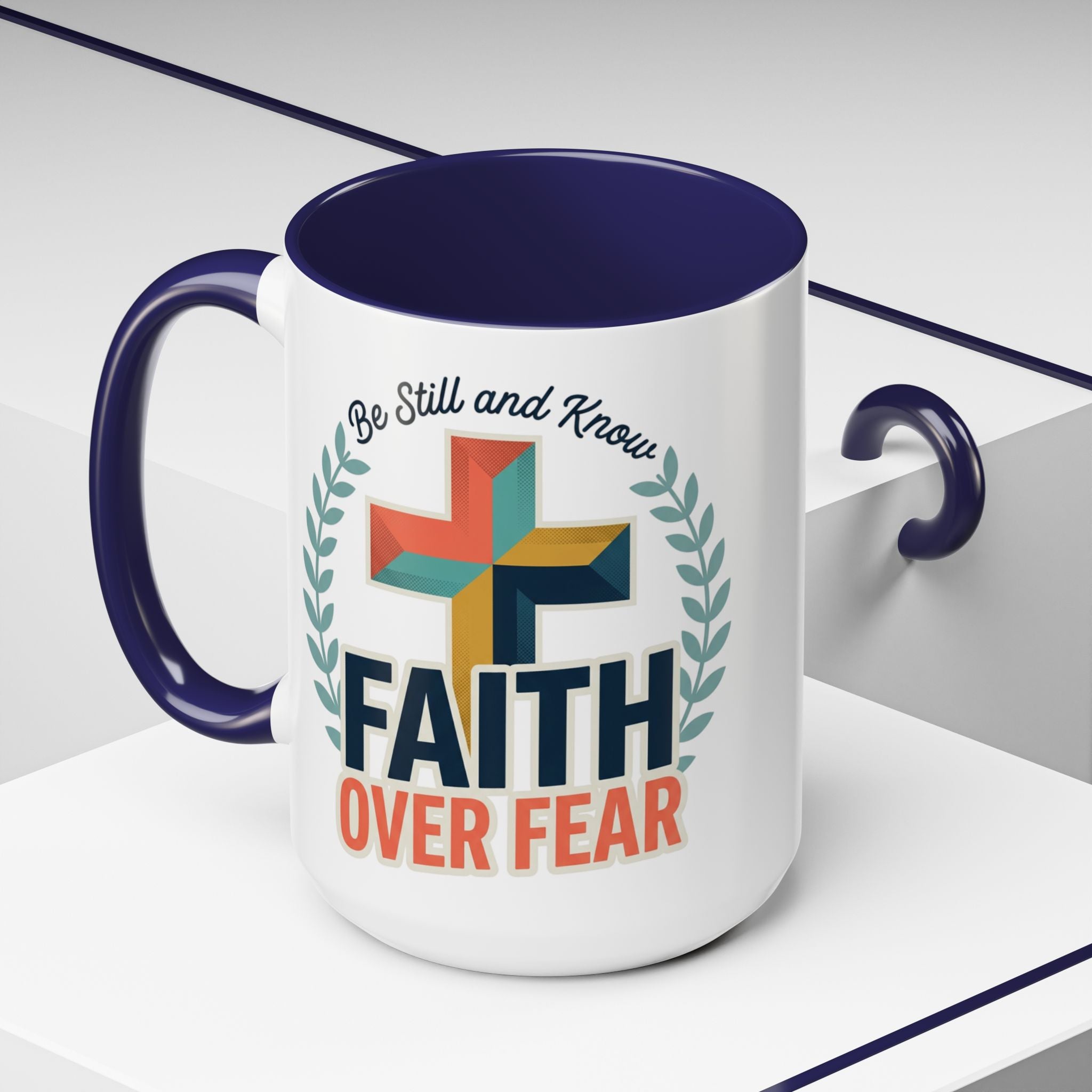 Faith Over Fear Accent Coffee Mug – Christian Inspirational 11/15oz
