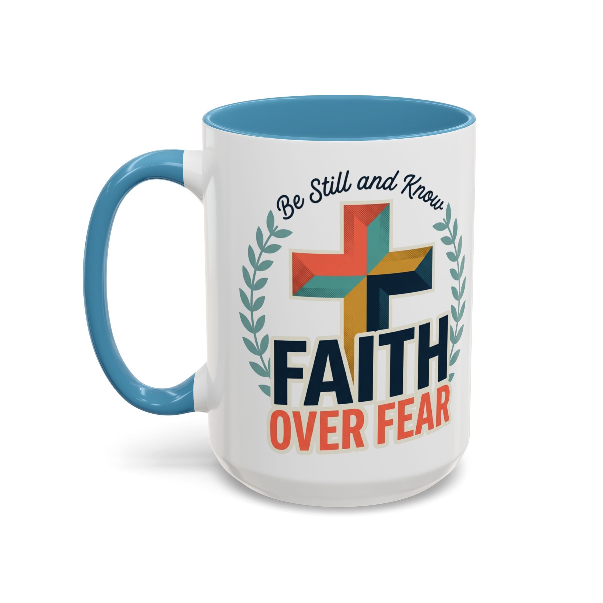 Faith Over Fear Accent Coffee Mug – Christian Inspirational 11/15oz