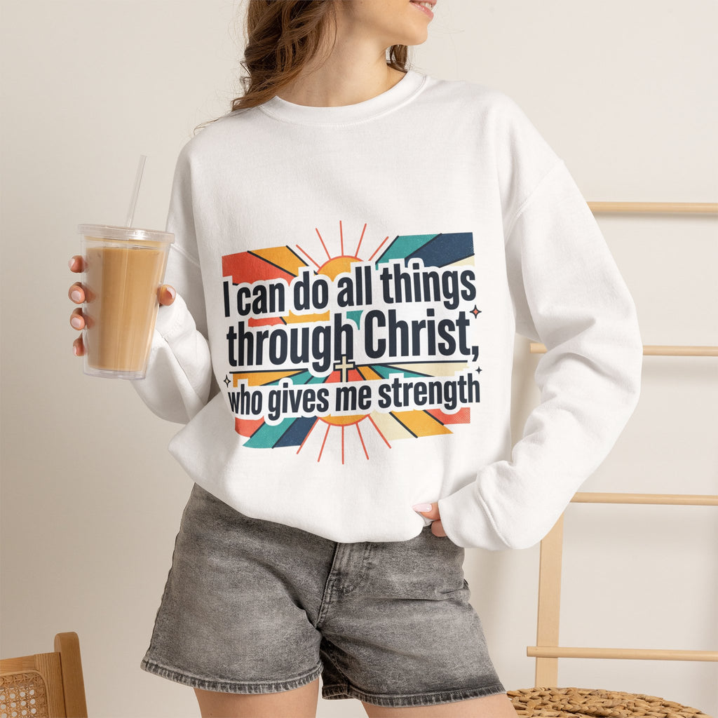 All things through Christ Christian Heavy Blend™ Crewneck Sweatshirt
