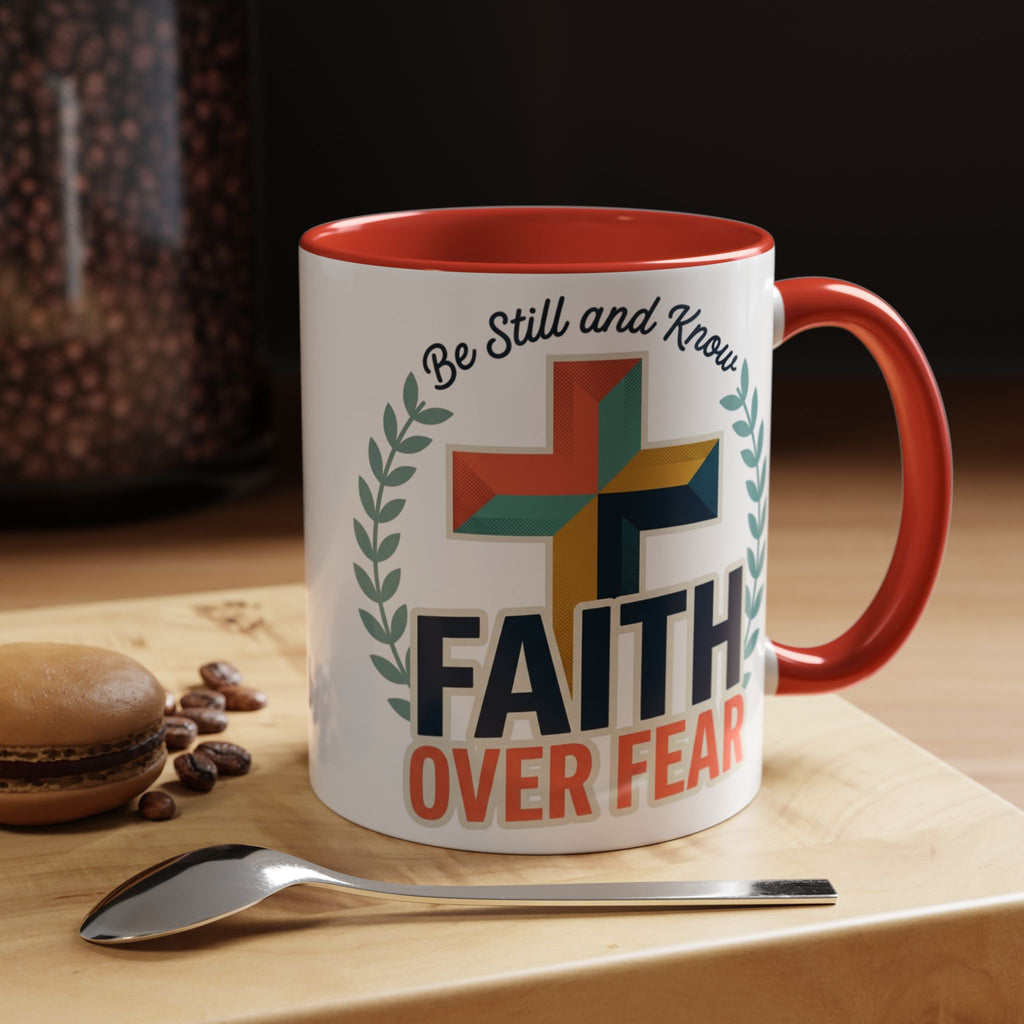 Faith Over Fear Accent Coffee Mug – Christian Inspirational 11/15oz