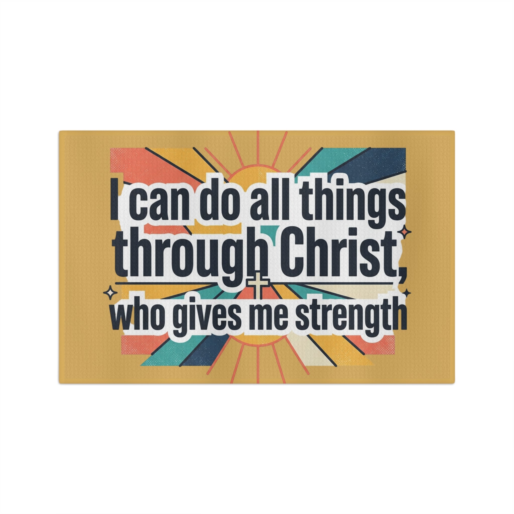 Tea Towel — "I can do all things" Kitchen Towel mustard