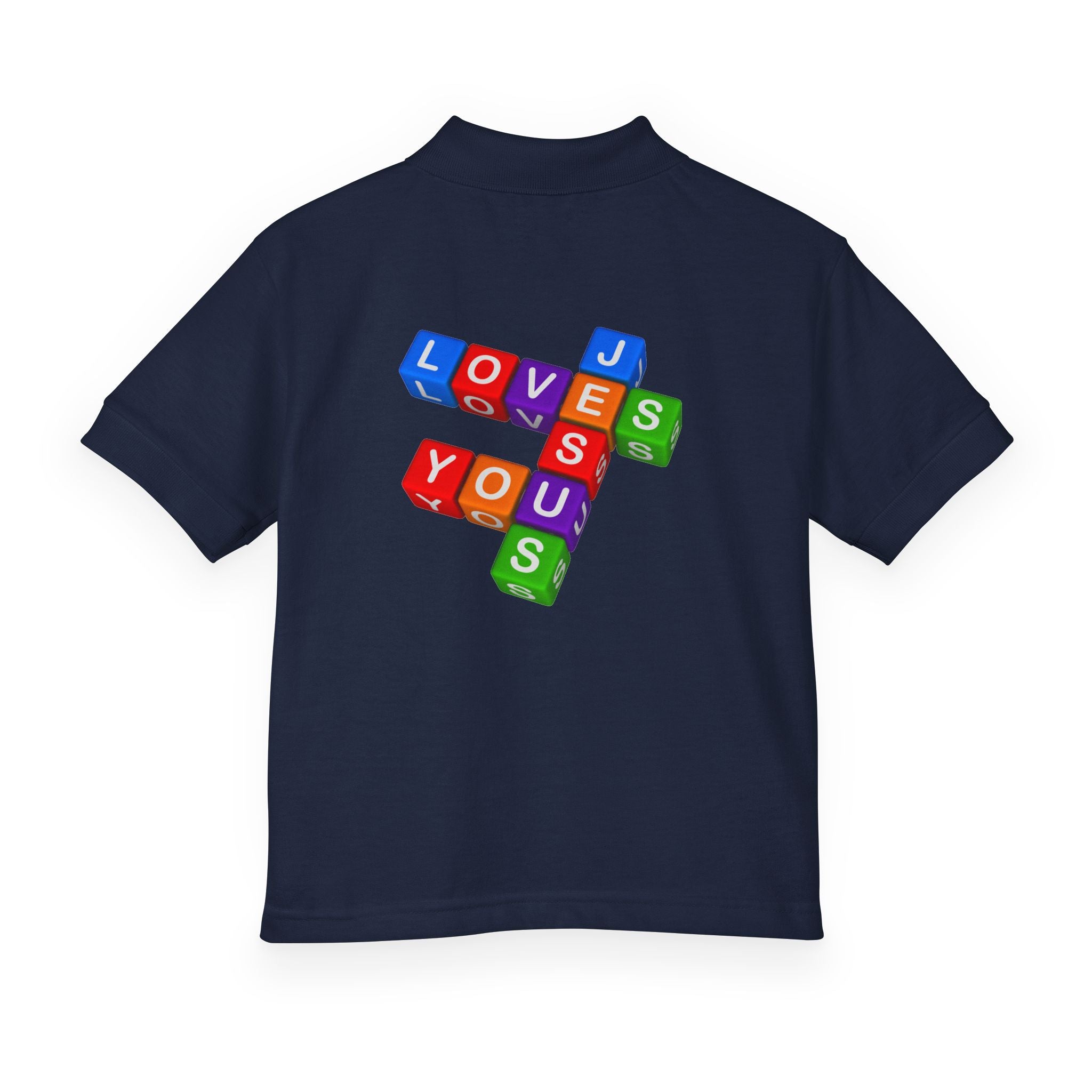 Jesus Loves You cross block design Youth Polo