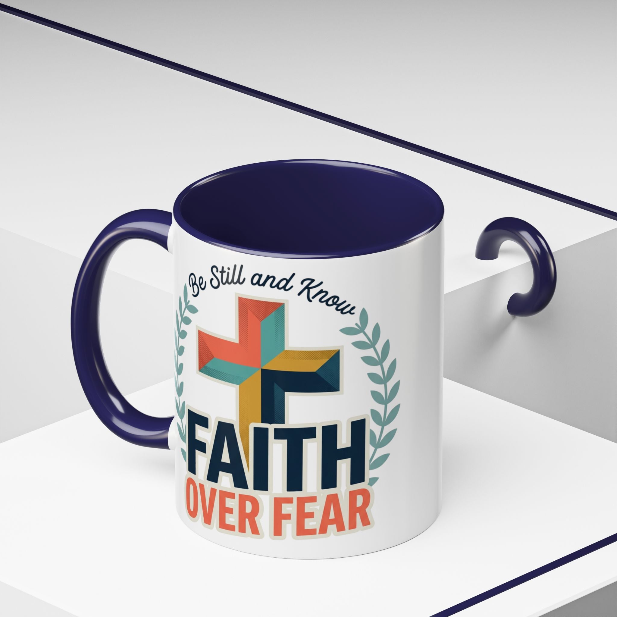 Faith Over Fear Accent Coffee Mug – Christian Inspirational 11/15oz