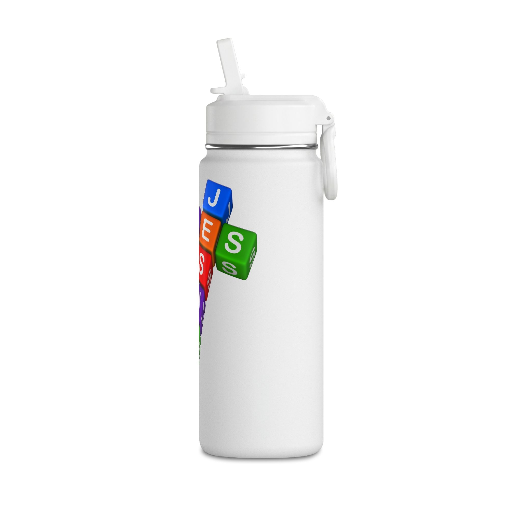 Color Block Letter Cubes Loves You Water Bottle | 20oz Mini