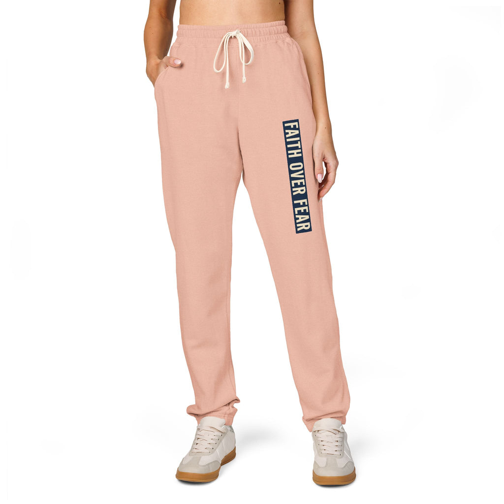 Distressed Faith over Fear Sweatpants | Garment-Dyed Fleece Joggers