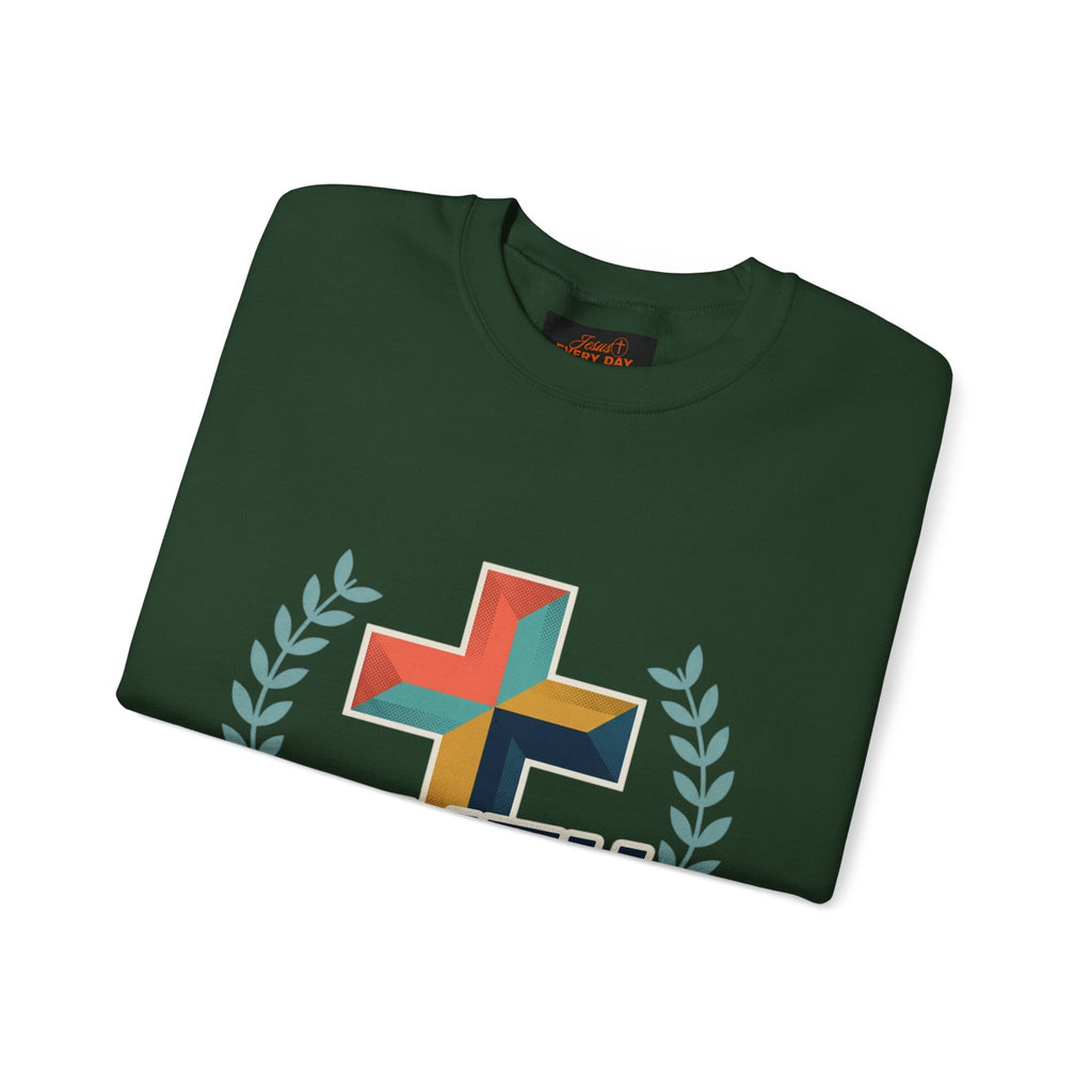 Faith Over Fear Crewneck Sweatshirt — Christian Cross Inspirational Pullover