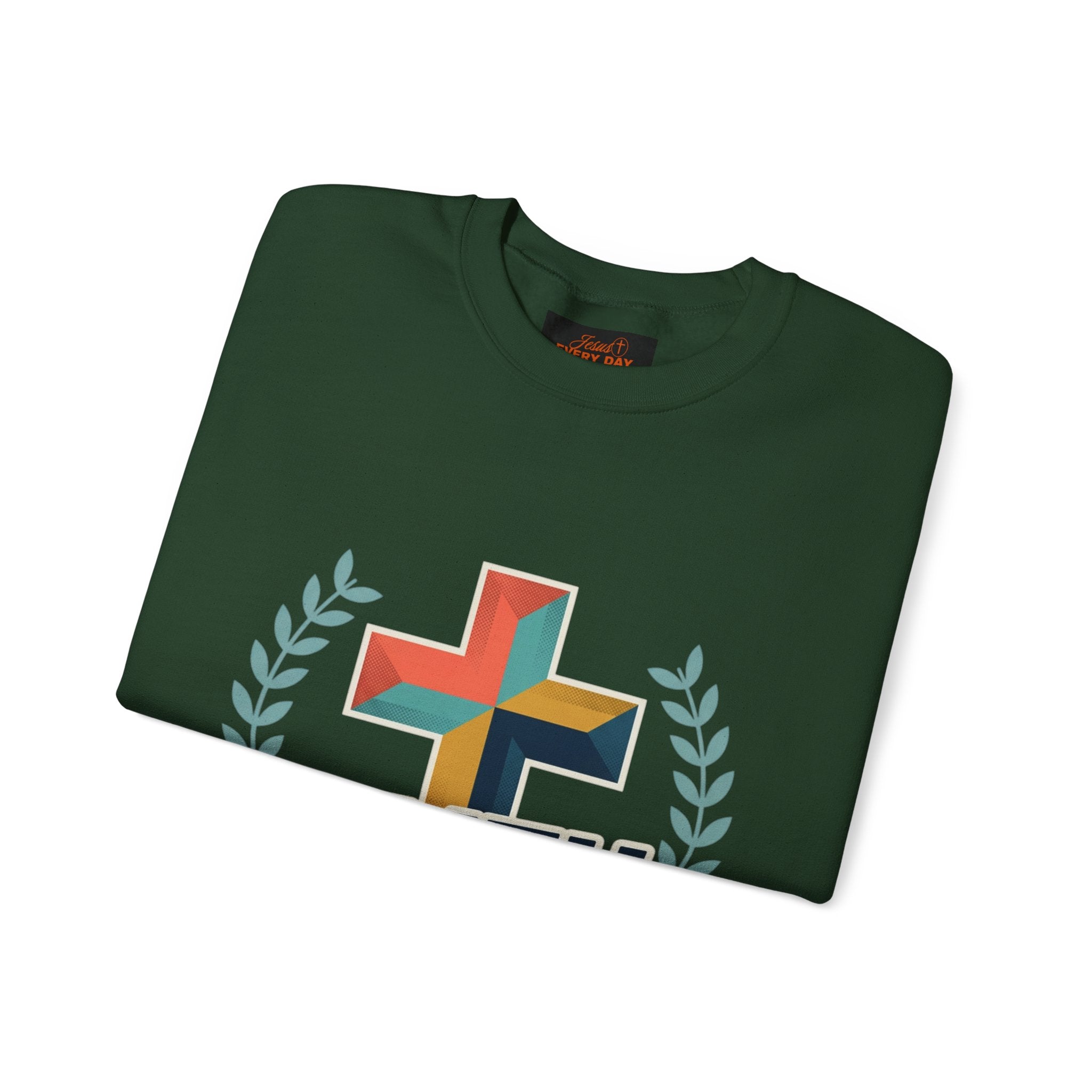 Faith Over Fear Crewneck Sweatshirt — Christian Cross Inspirational Pullover