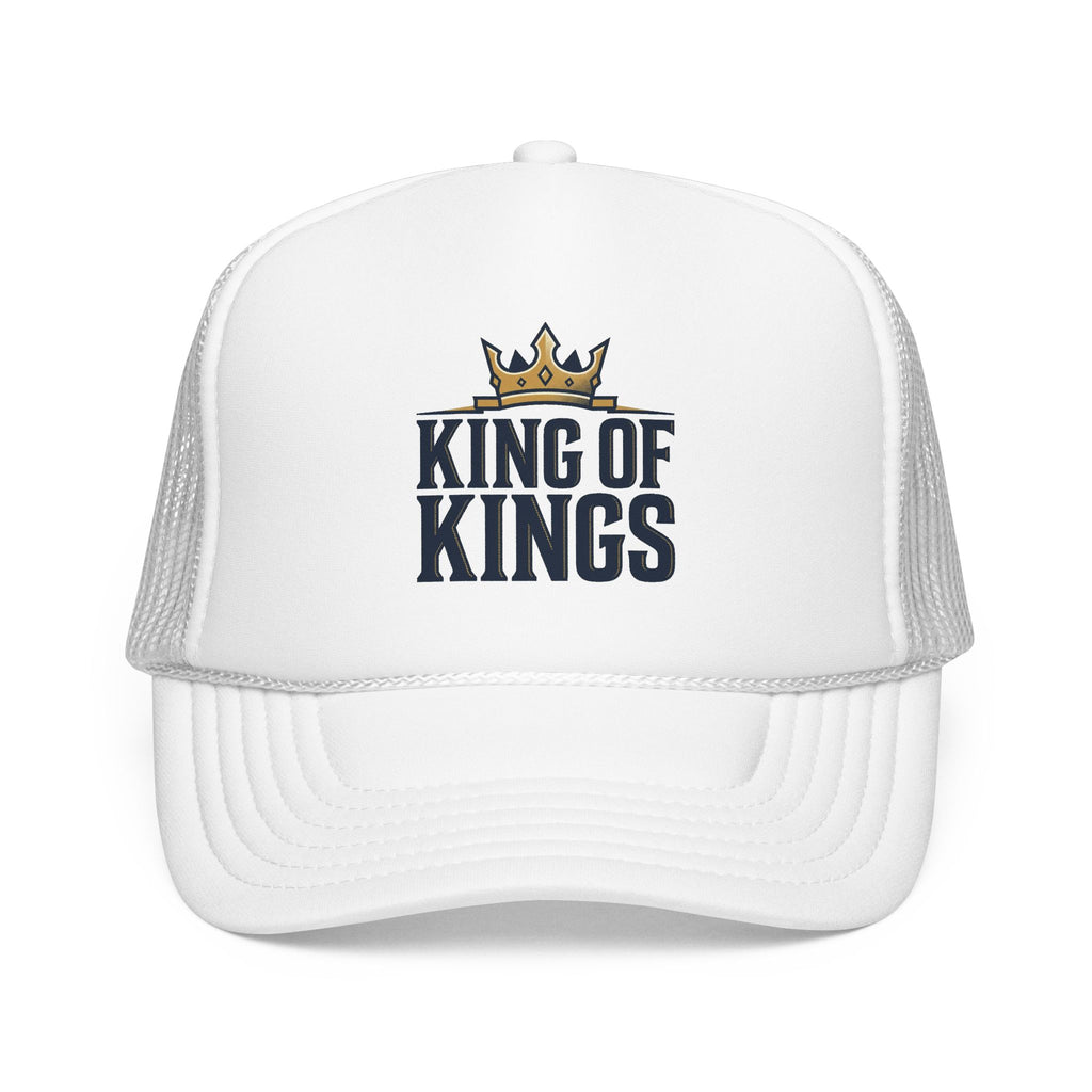 King of Kings Trucker Hat – Foam Mesh Baseball Cap with Gold Crown Design