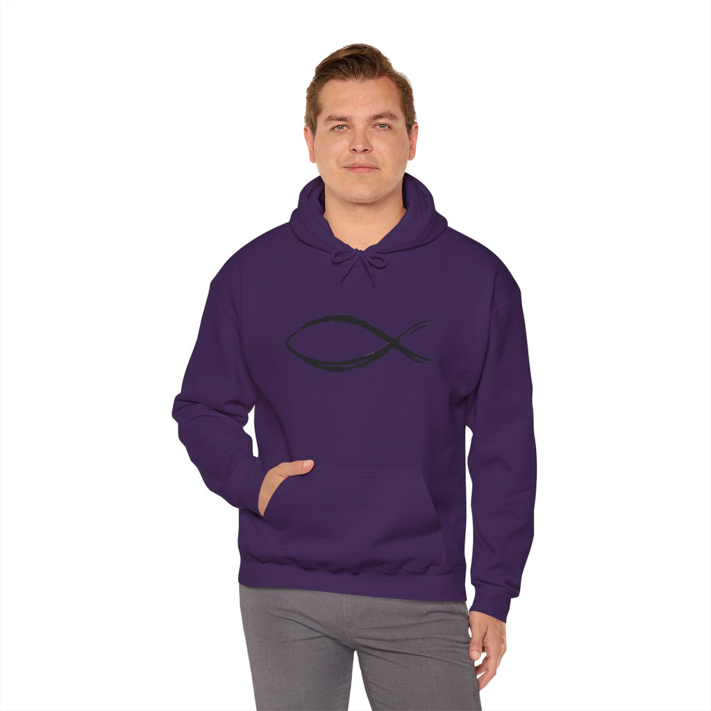 Christian Fish Symbal Heavy Blend™ Hooded Sweatshirt