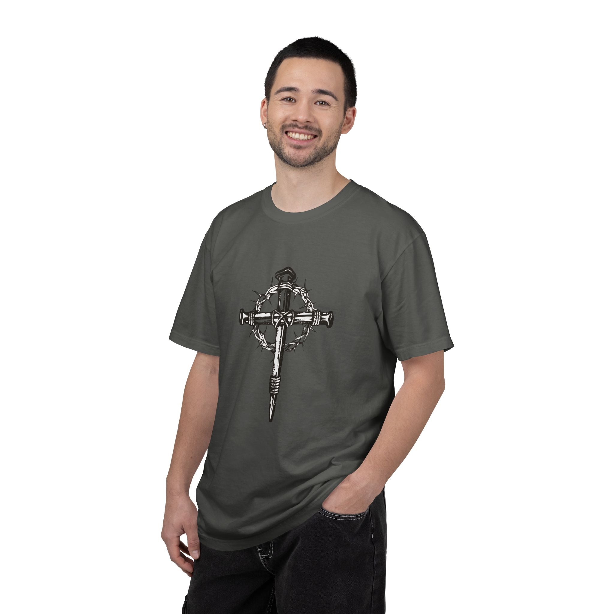 Nail Cross with Crown of Thorns T-shirt | Religious Gothic Faith Design