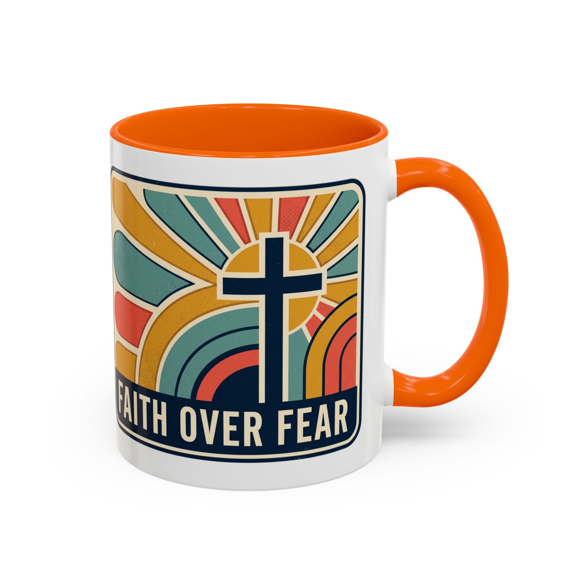 Faith over fear Retro Script Mug | Accent Coffee Mug