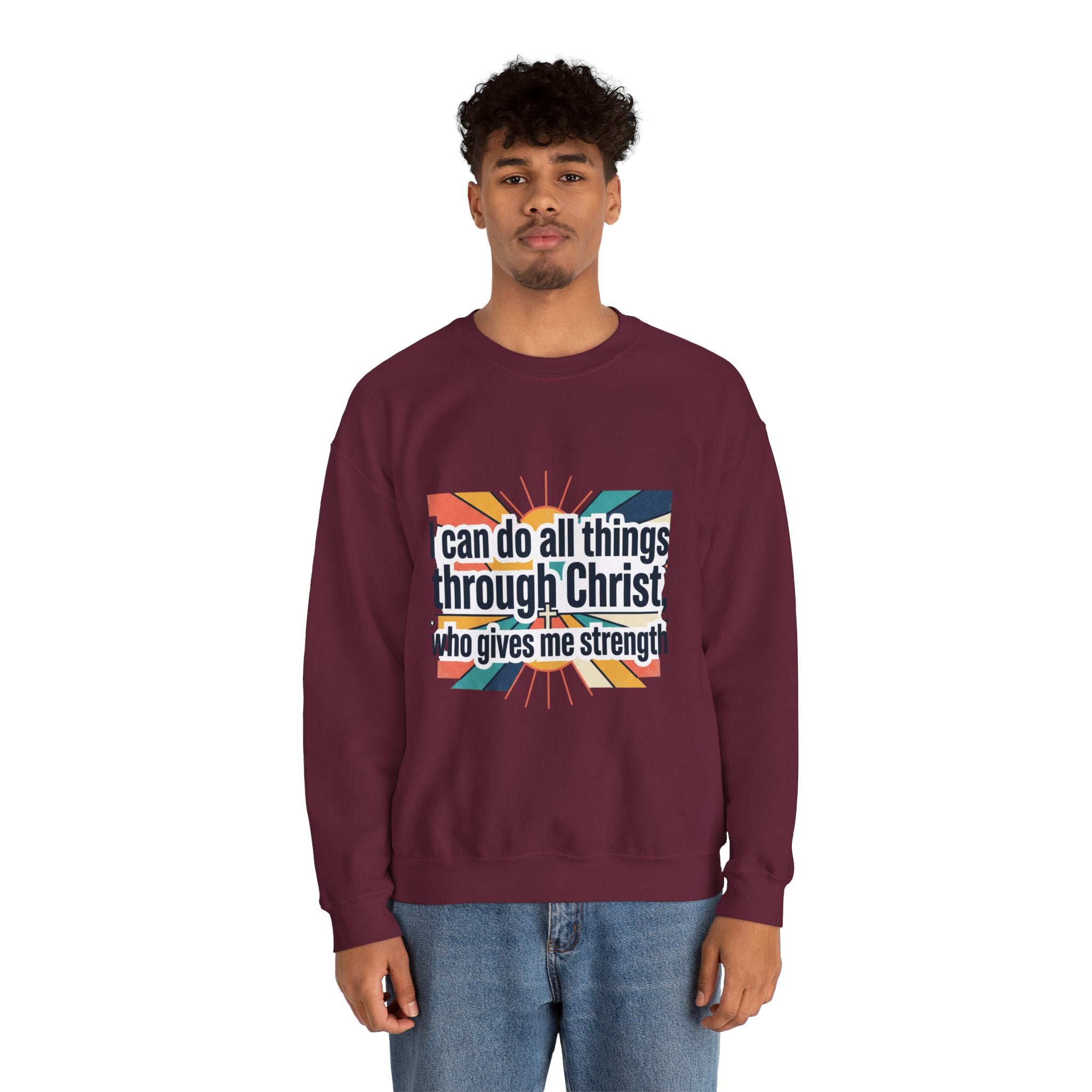 All things through Christ Christian Heavy Blend™ Crewneck Sweatshirt