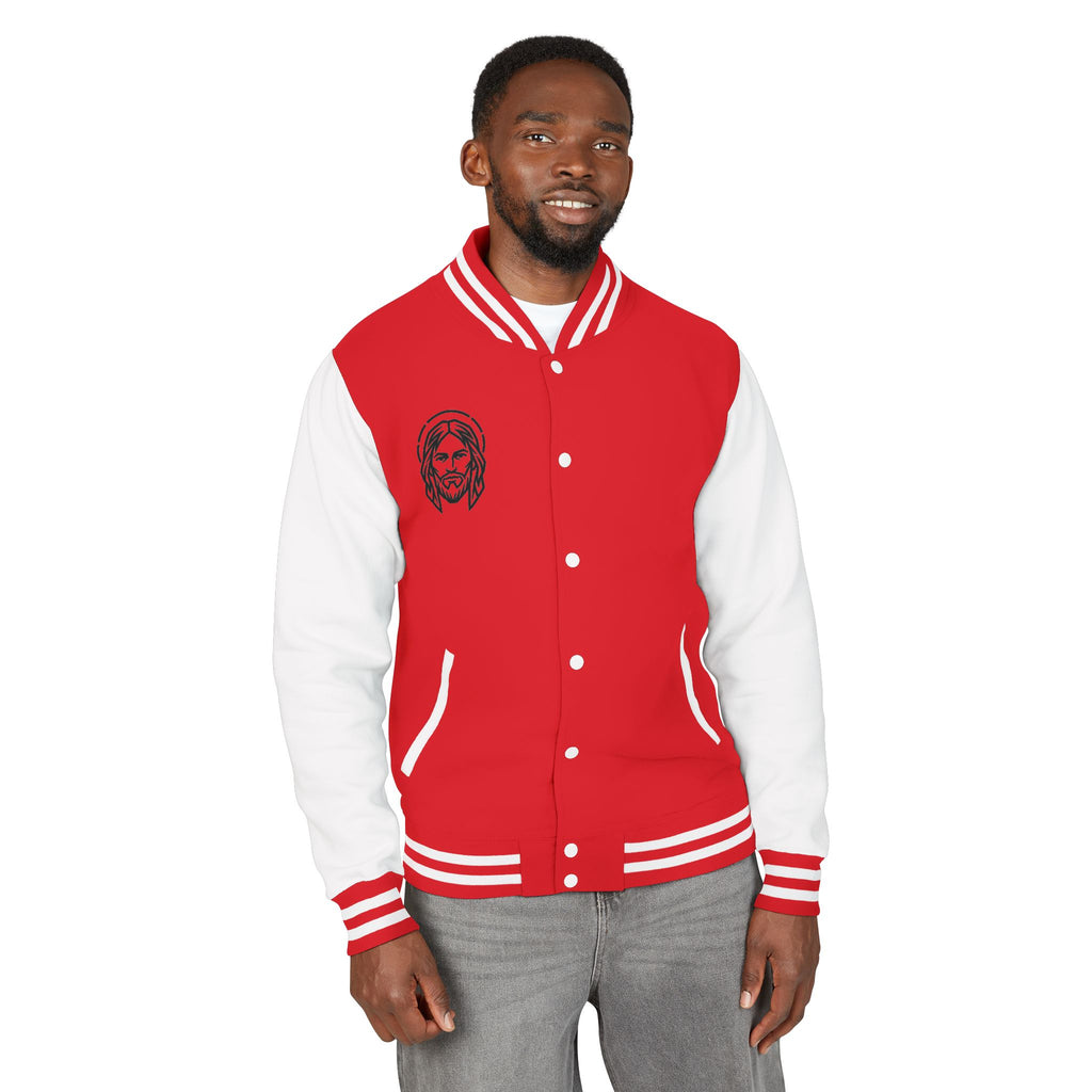 Christ Emblem Letterman Jacket | Red White Varsity