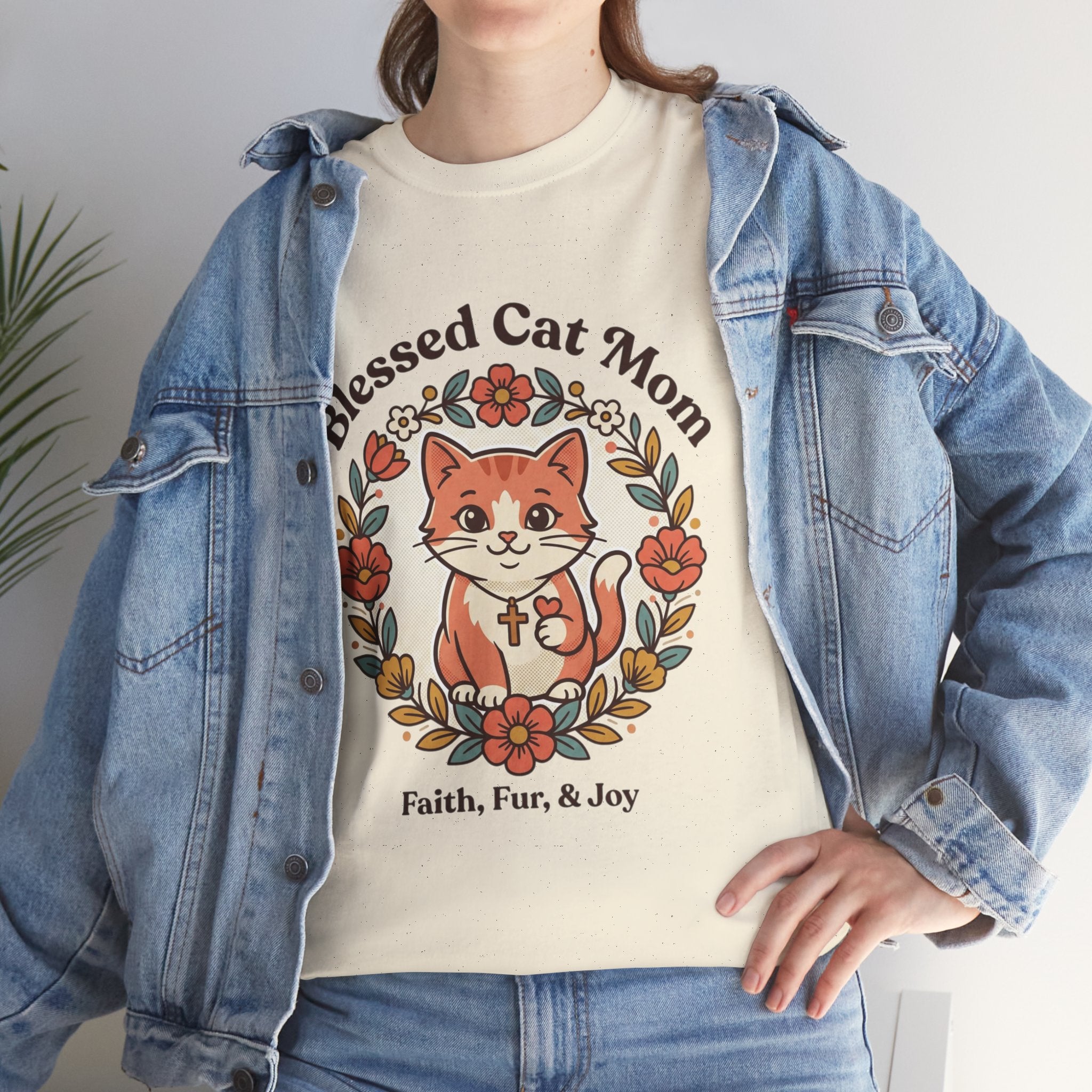 Blessed Cat Mom T-Shirt – Faith, Fur & Joy Floral Cat Mom Tee