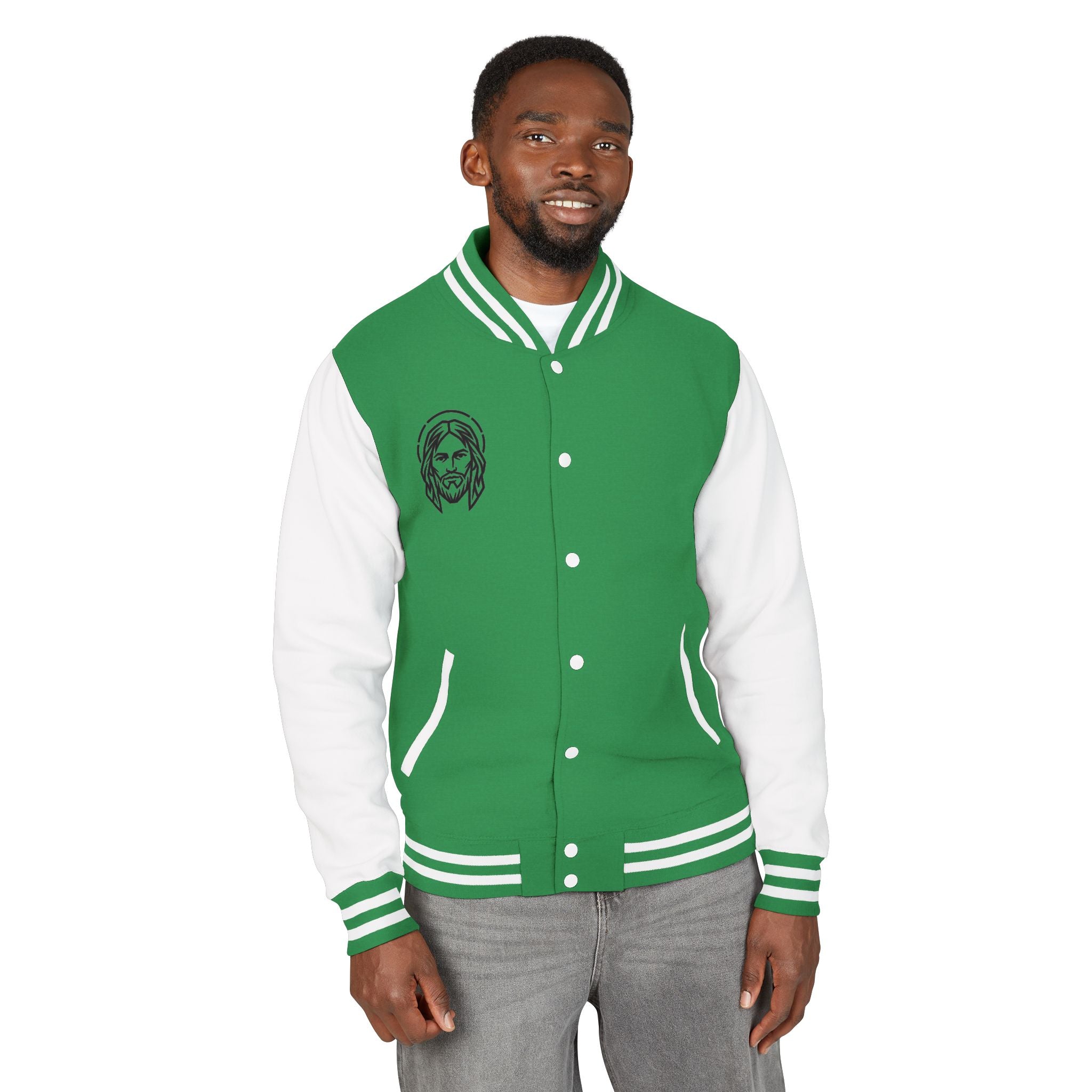 Christ Emblem Letterman Jacket | Red White Varsity