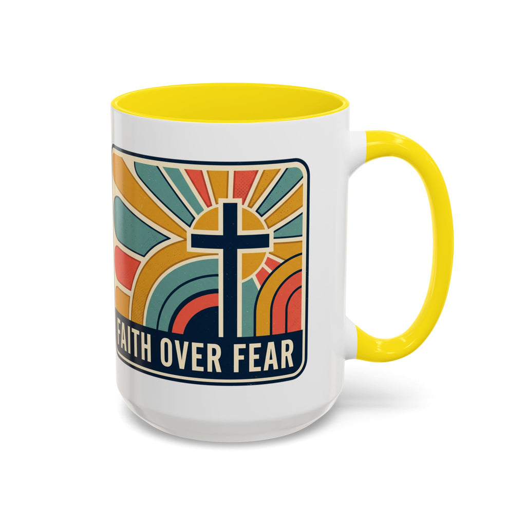 Faith over fear Retro Script Mug | Accent Coffee Mug