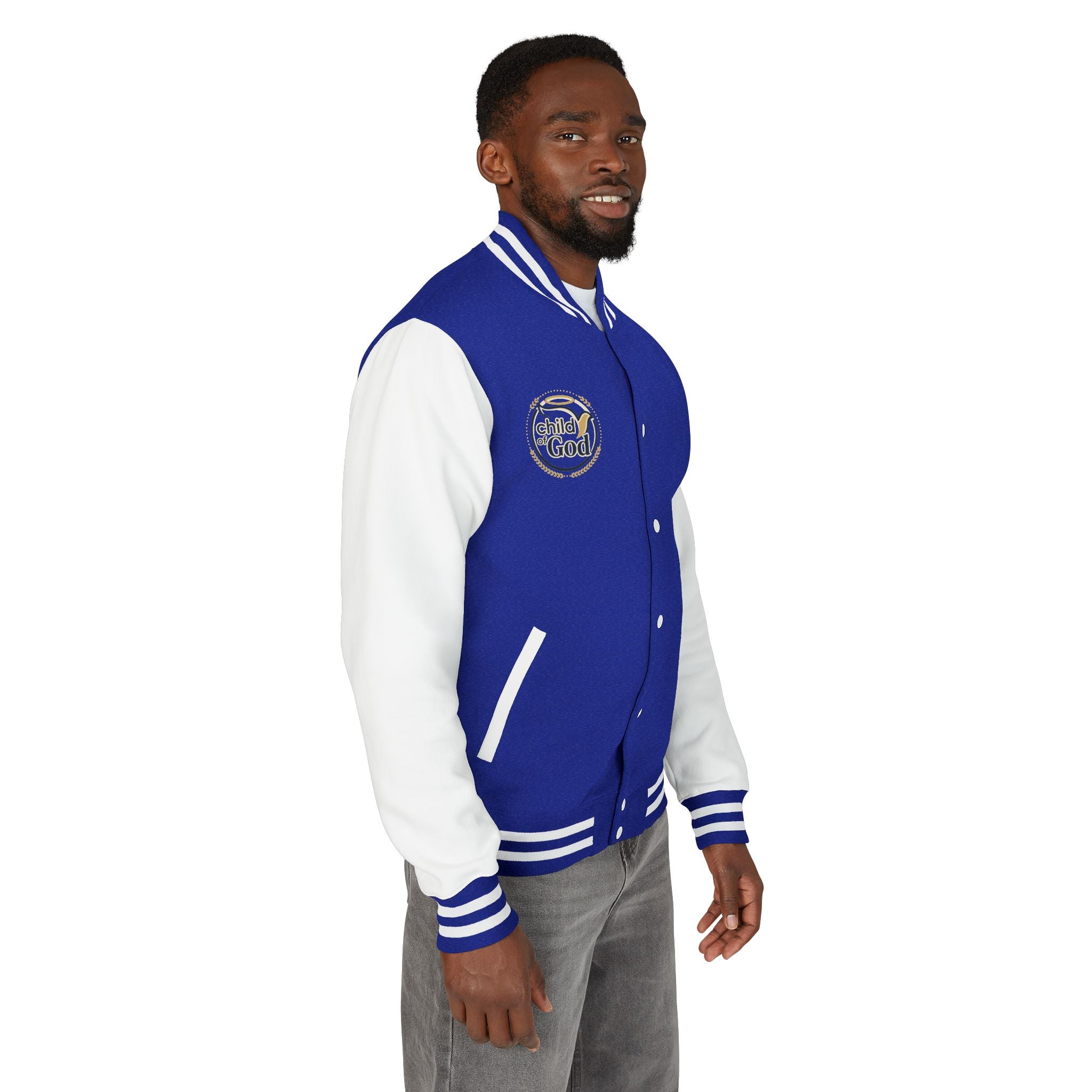 Child of God Emblem Letterman Jacket | Red White Varsity