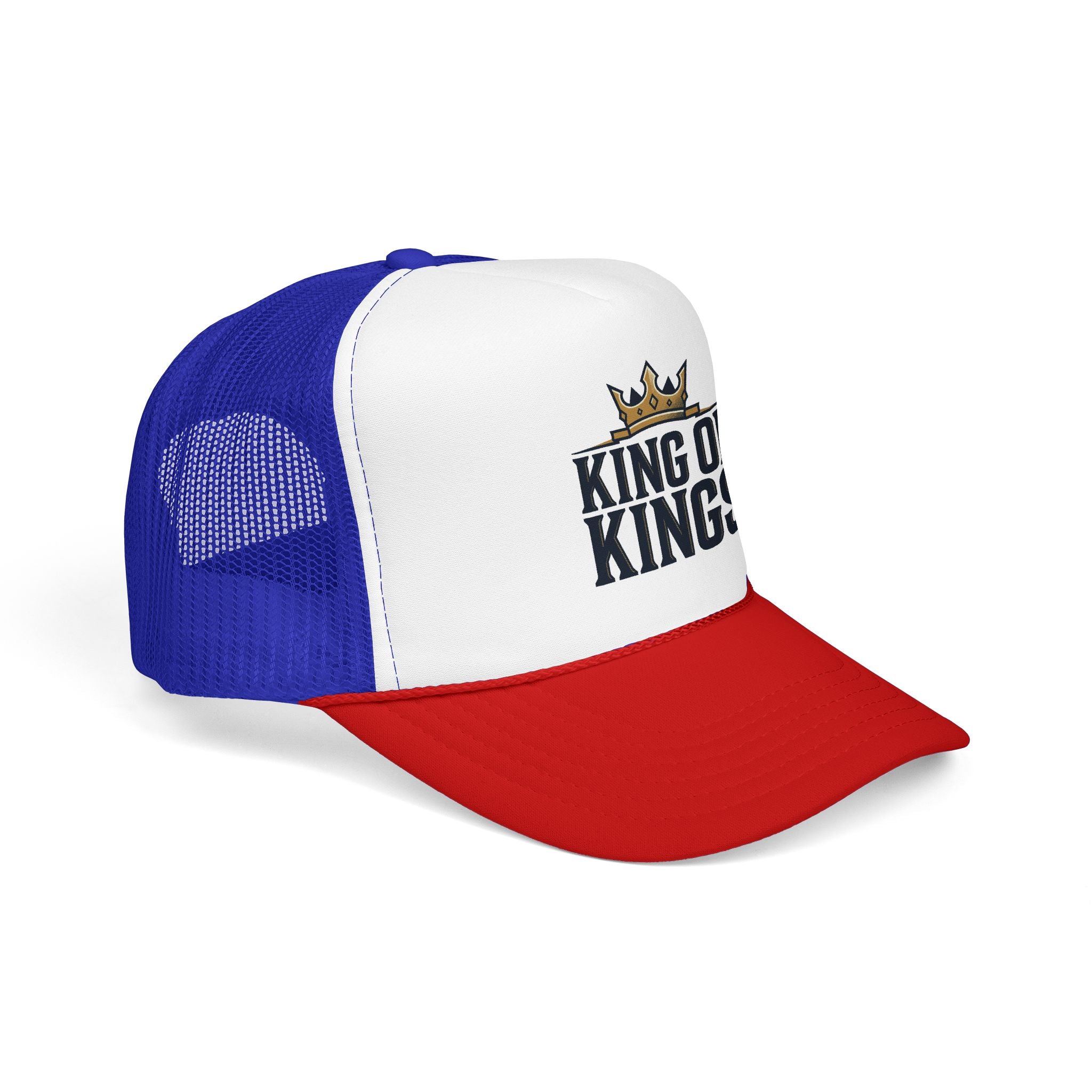 King of Kings Trucker Hat – Foam Mesh Baseball Cap with Gold Crown Design