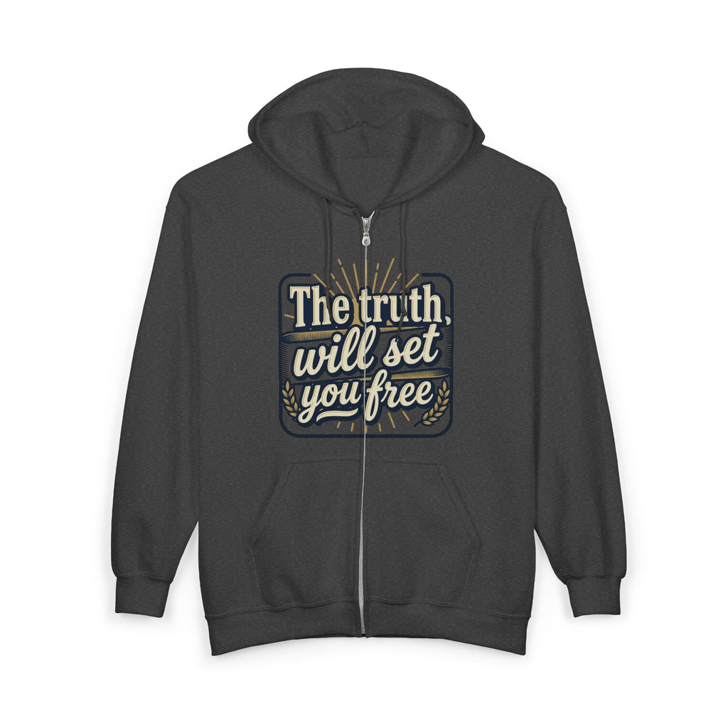 Zip Hoodie — “The truth will set you free” Inspirational Graphic Zip-Up