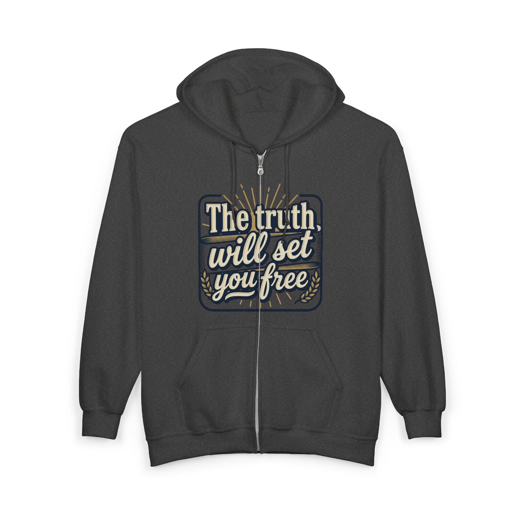 Zip Hoodie — “The truth will set you free” Inspirational Graphic Zip-Up