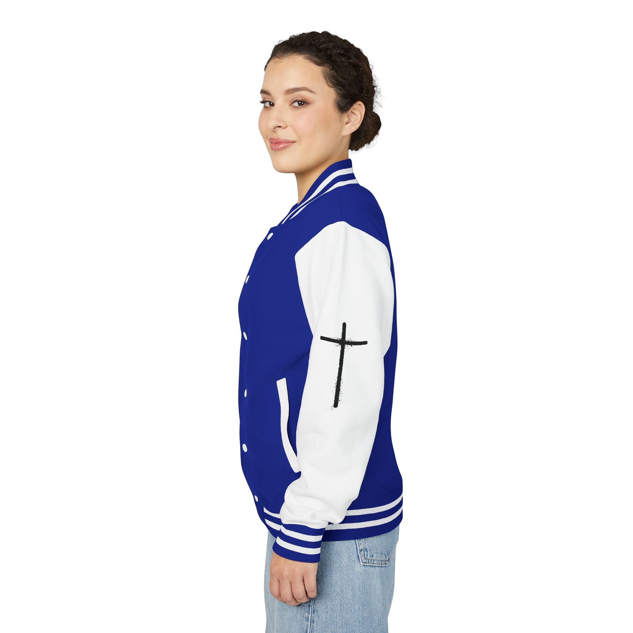 Cross Emblem Letterman Jacket | Red White Varsity