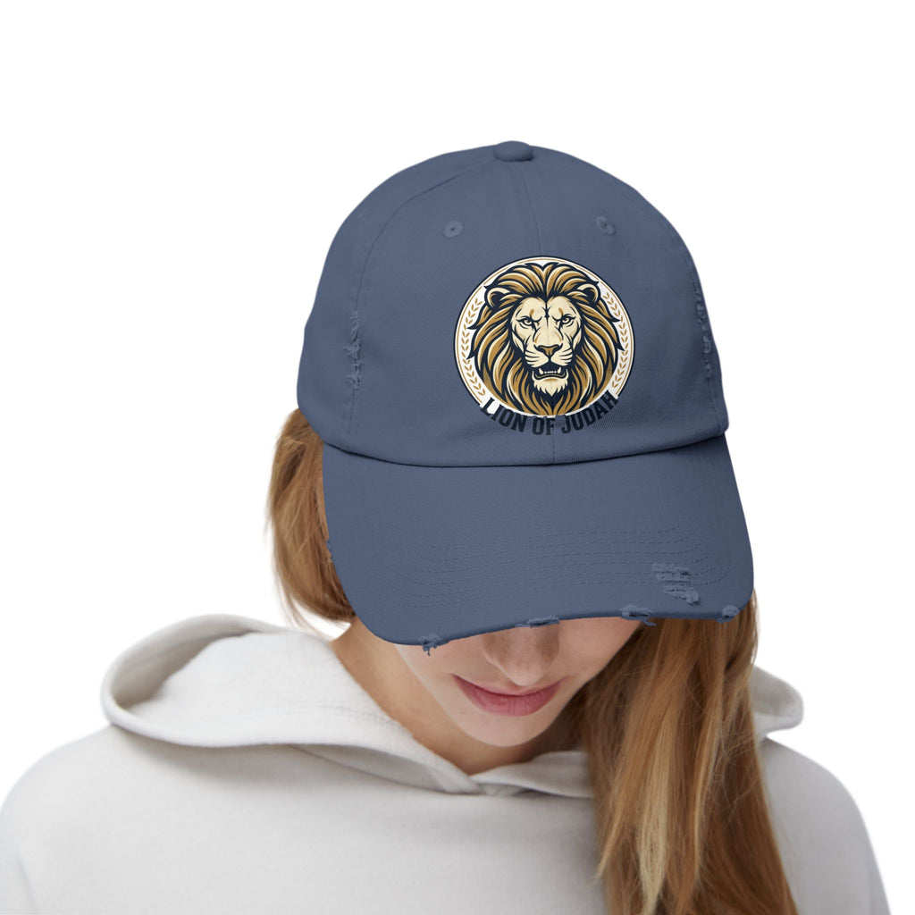 Lion of Judah Distressed Baseball Cap — Vintage Christian Hat